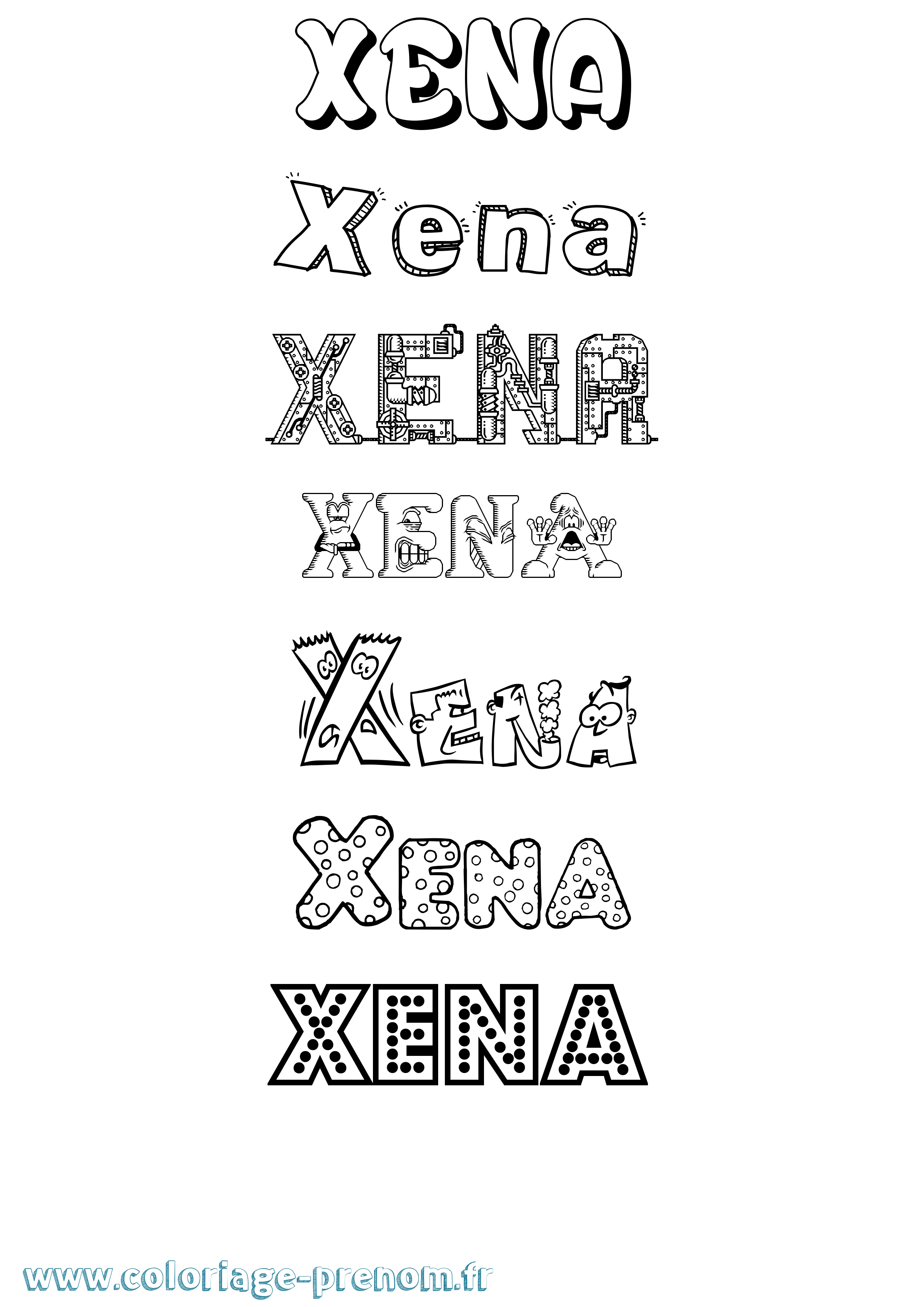Coloriage Xena Fun Coloriage prénom Xena Fun