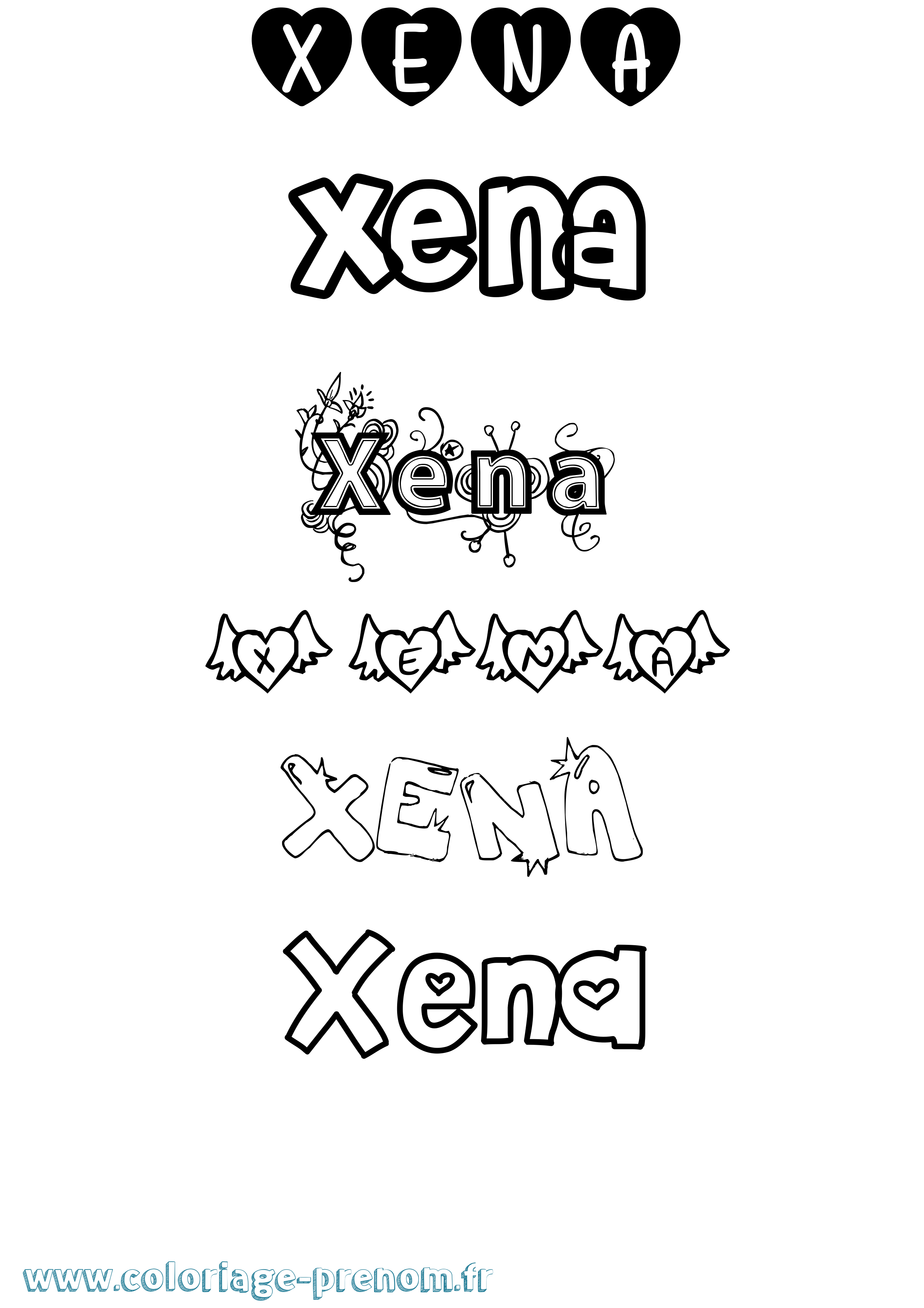 Coloriage Xena Girly Coloriage prénom Xena Girly