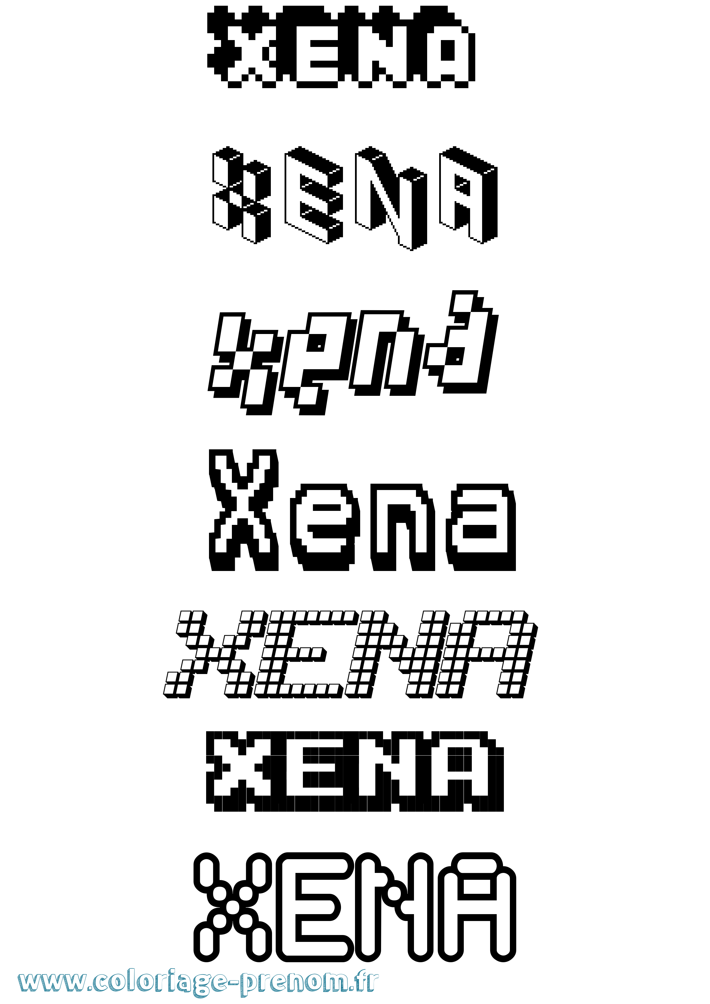 Coloriage Xena Pixel Coloriage prénom Xena Pixel