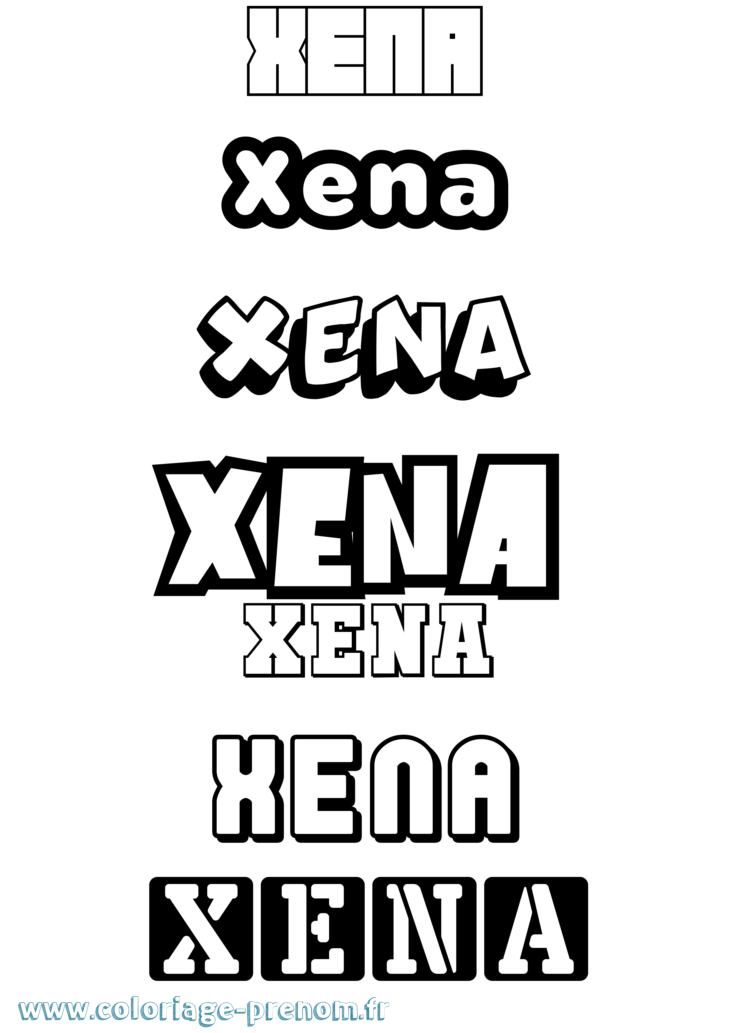 Coloriage Xena Simple Coloriage prénom Xena Simple