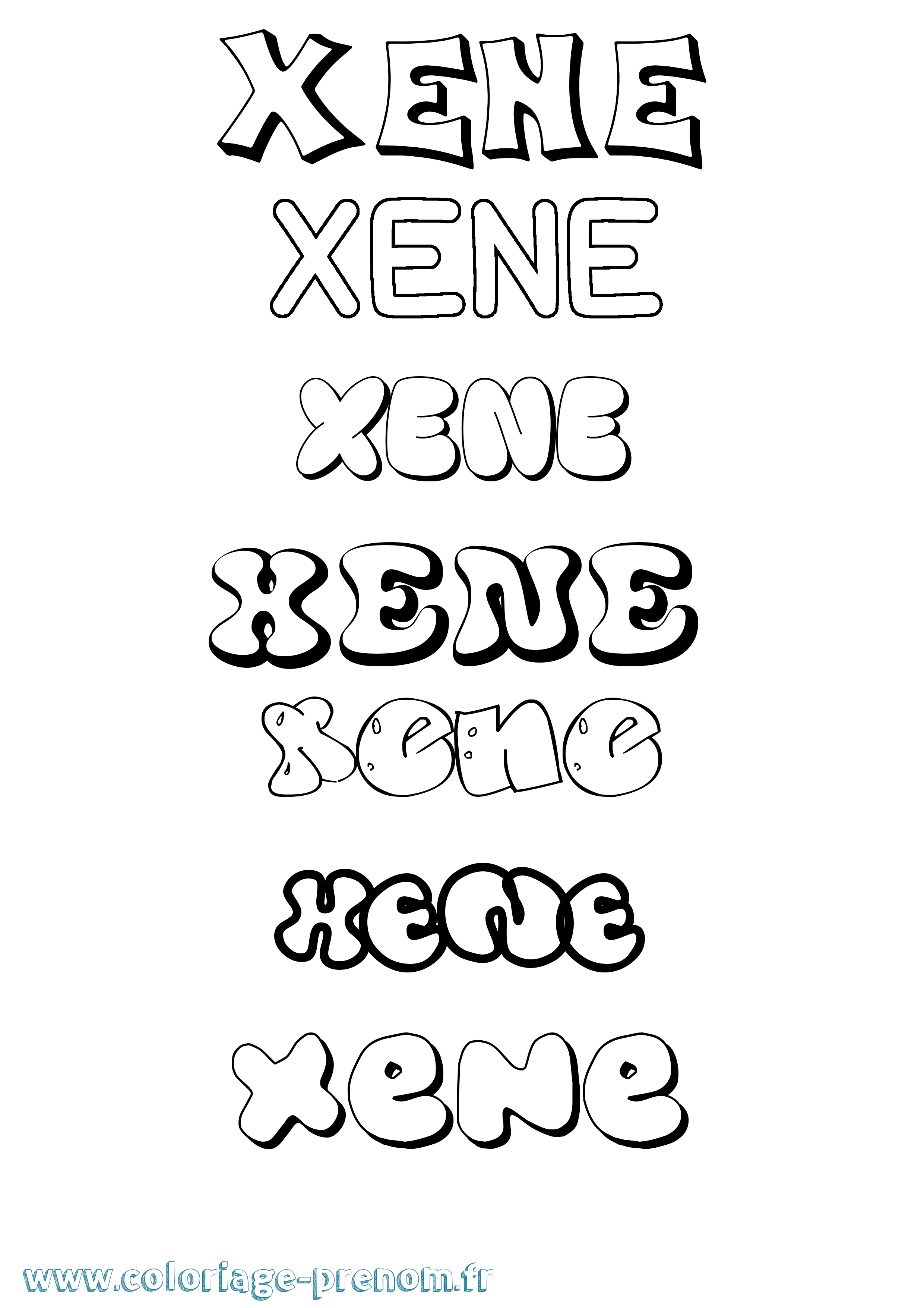 Coloriage Xene Bubble Coloriage prénom Xene Bubble