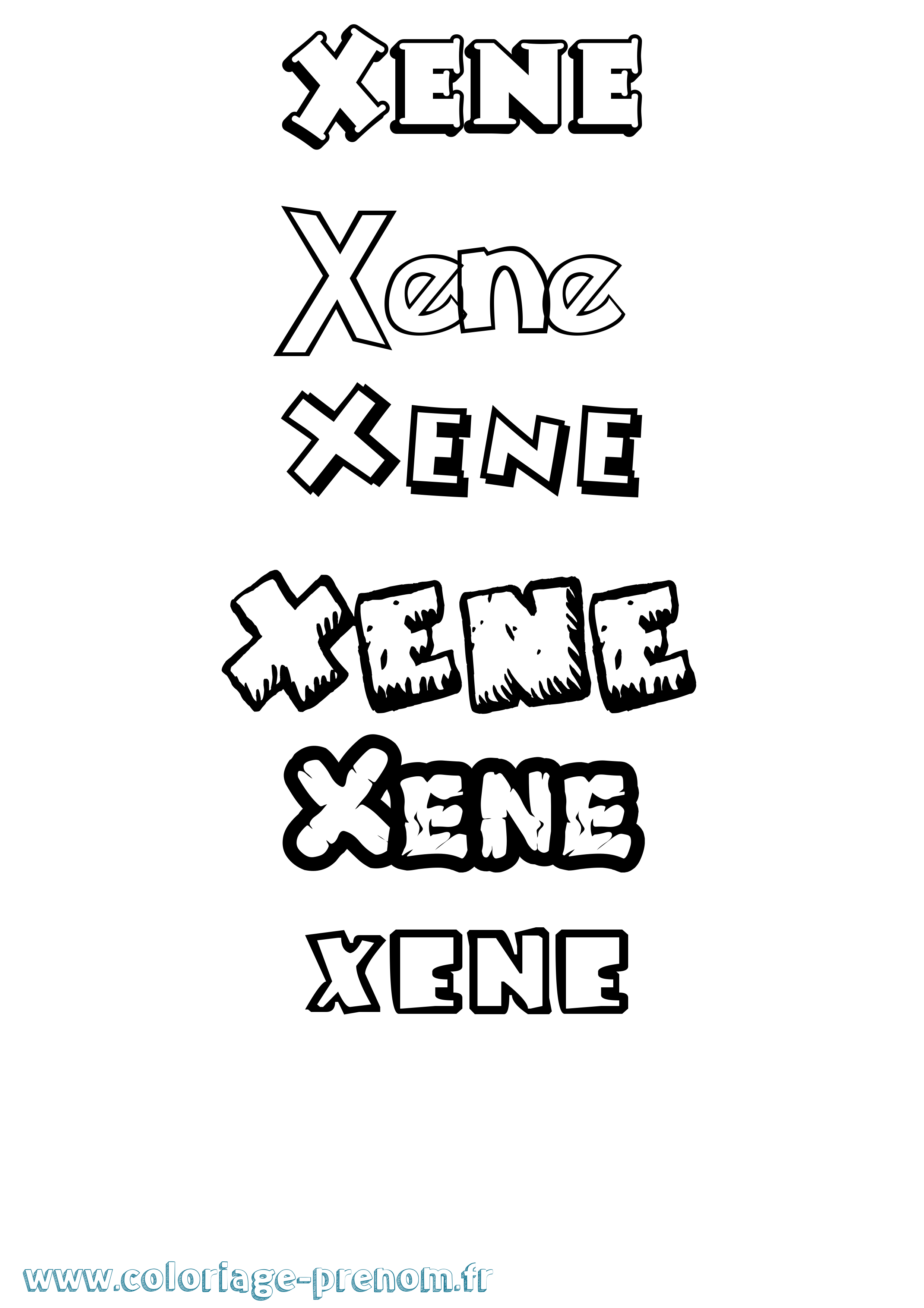 Coloriage Xene Dessin Animé Coloriage prénom Xene Dessin Animé