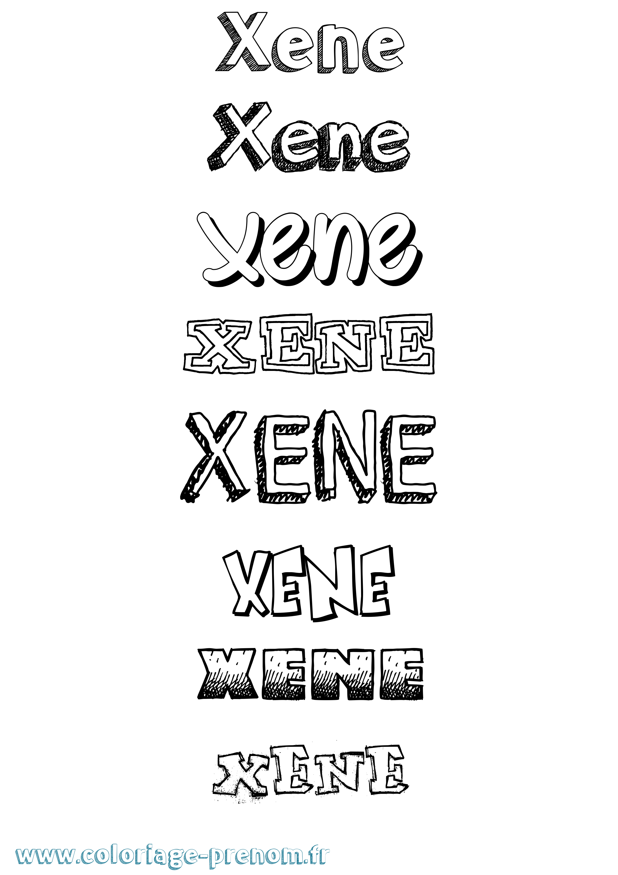 Coloriage prénom Xene Dessiné