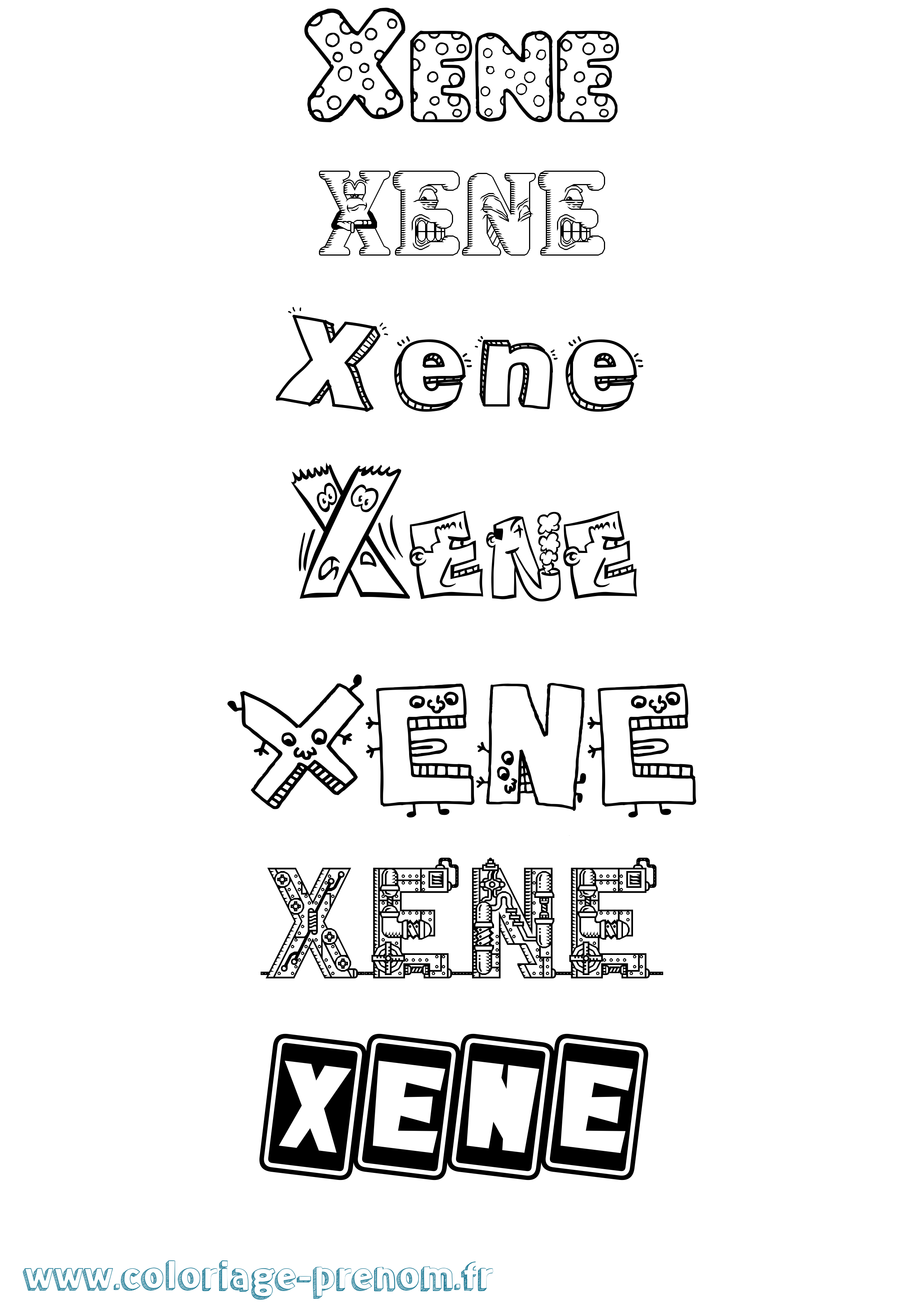Coloriage prénom Xene Fun