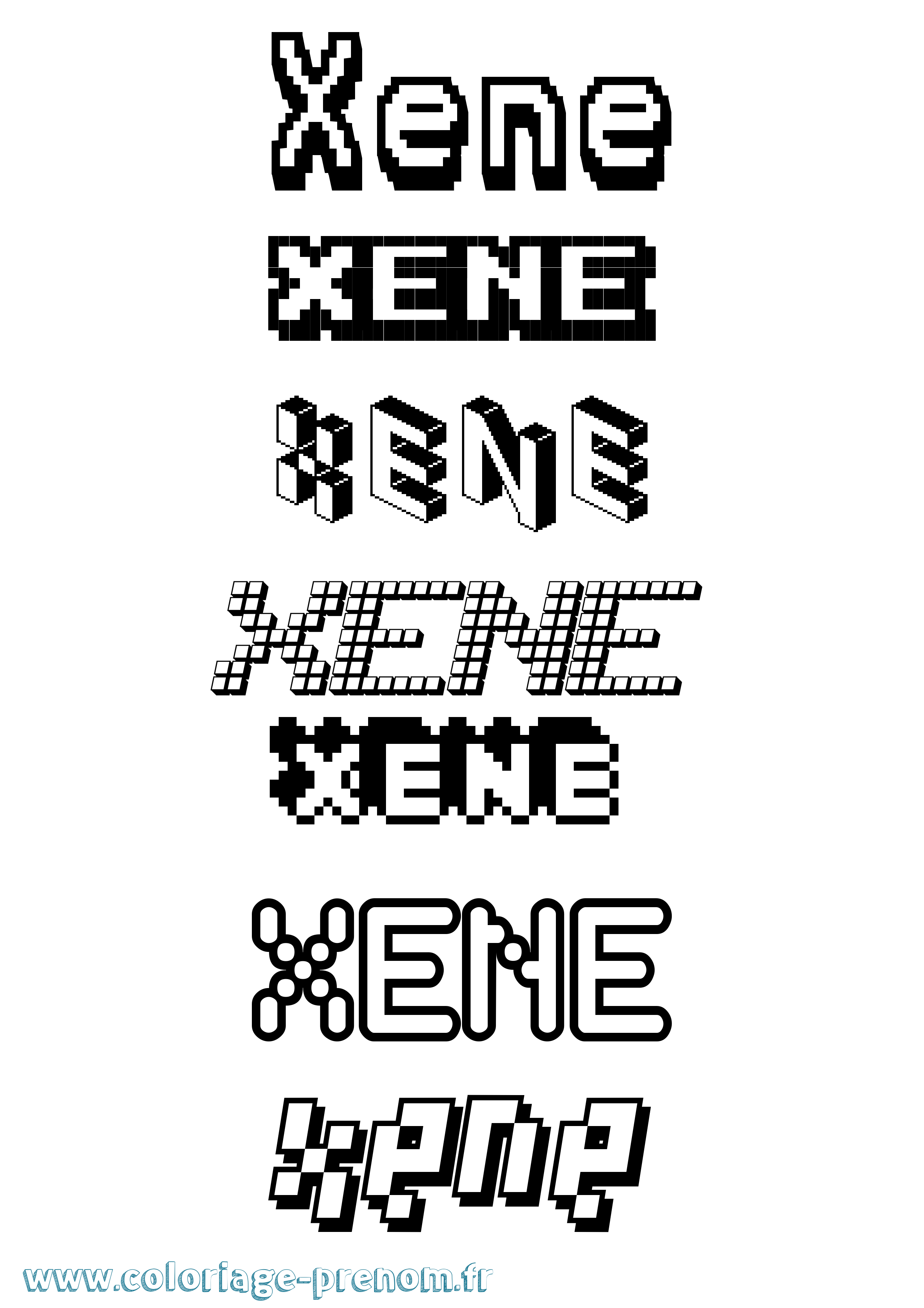 Coloriage prénom Xene Pixel