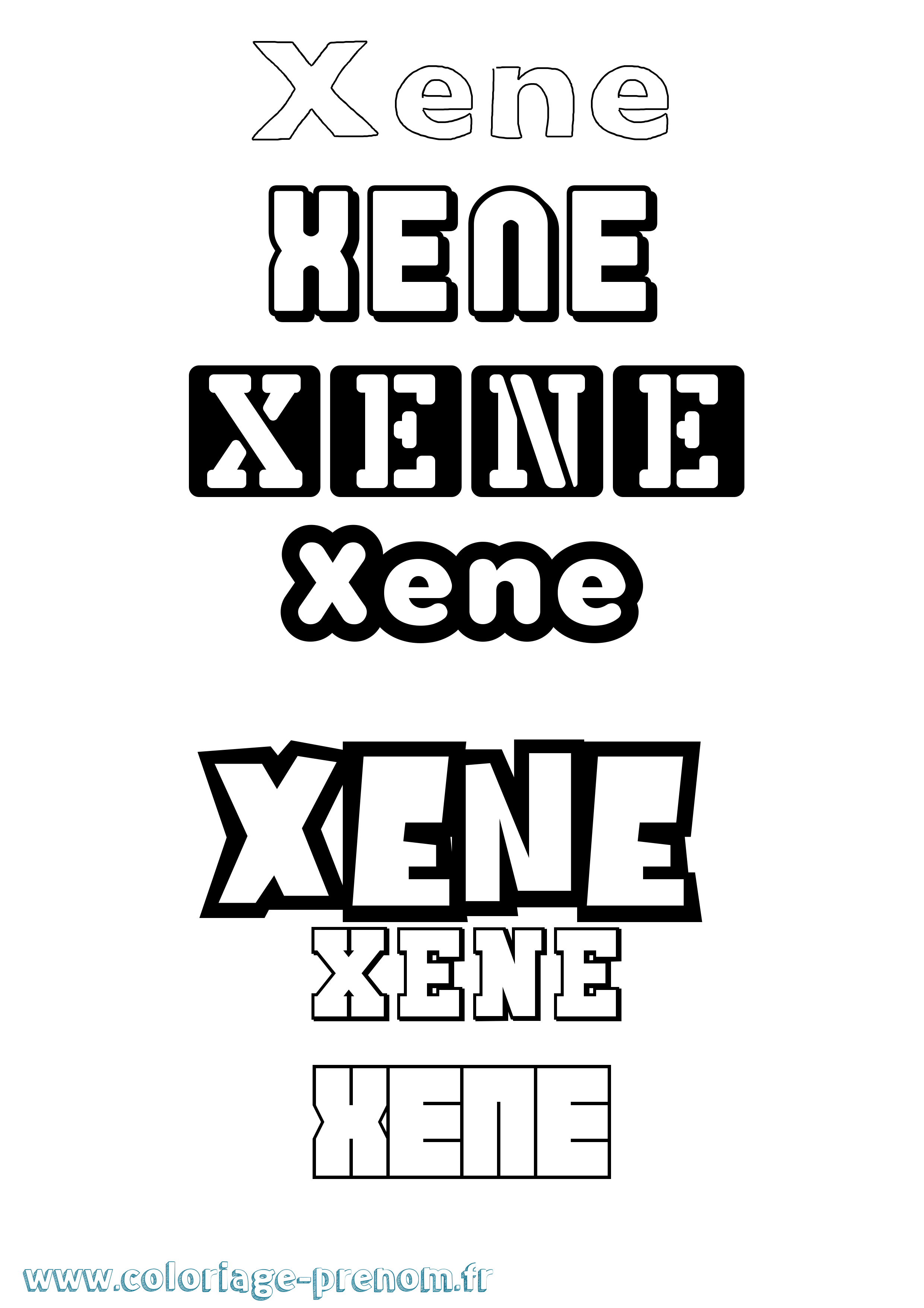 Coloriage prénom Xene Simple
