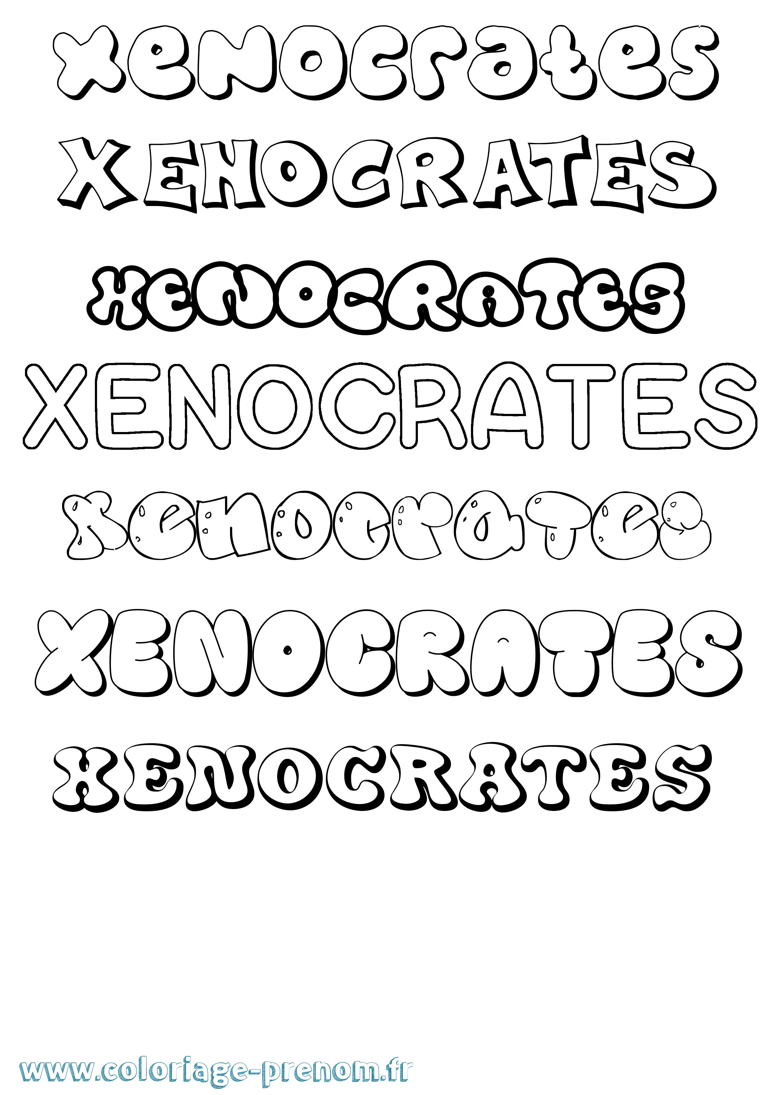 Coloriage Xenocrates Bubble Coloriage prénom Xenocrates Bubble