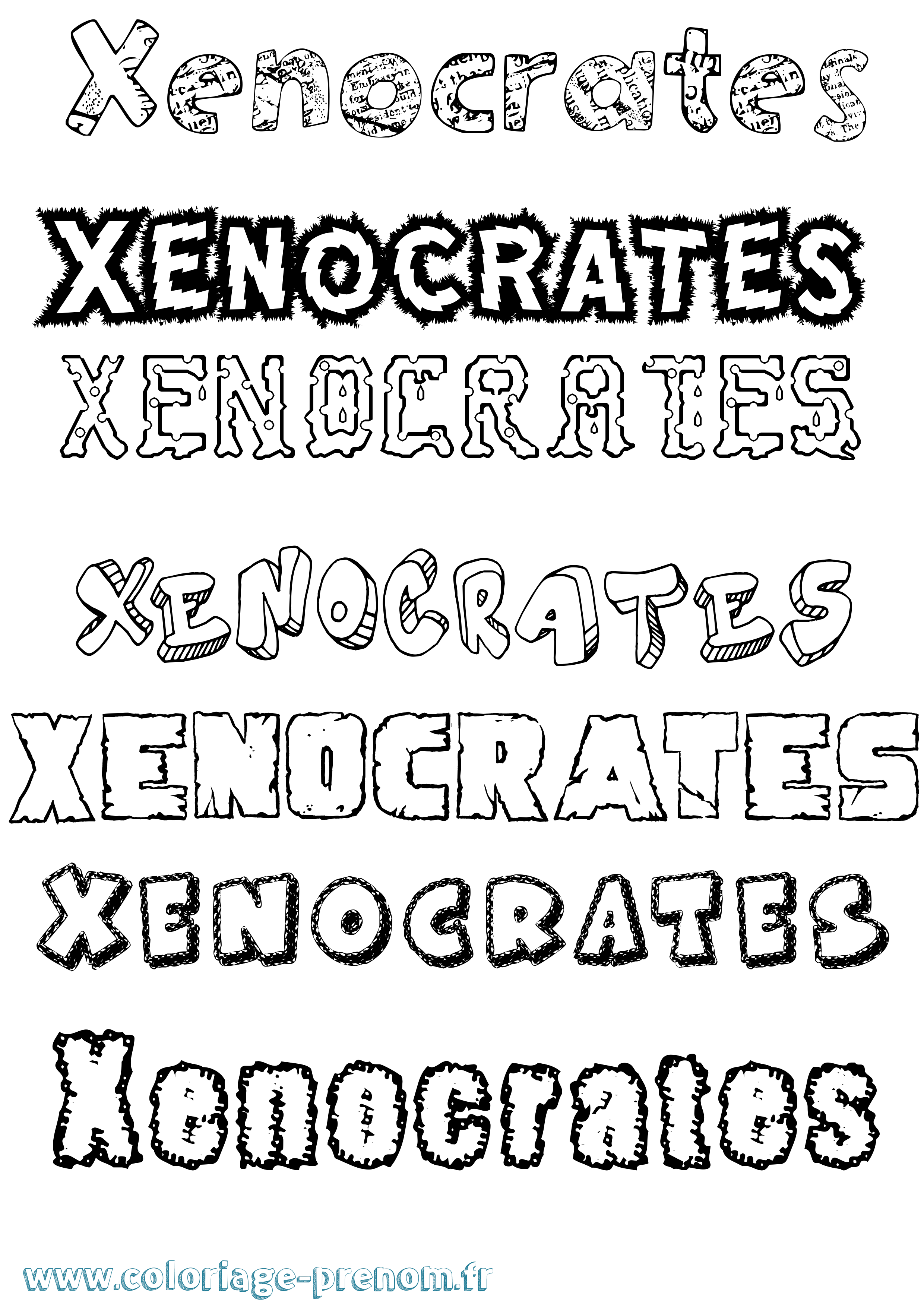 Coloriage Xenocrates Destructuré Coloriage prénom Xenocrates Destructuré