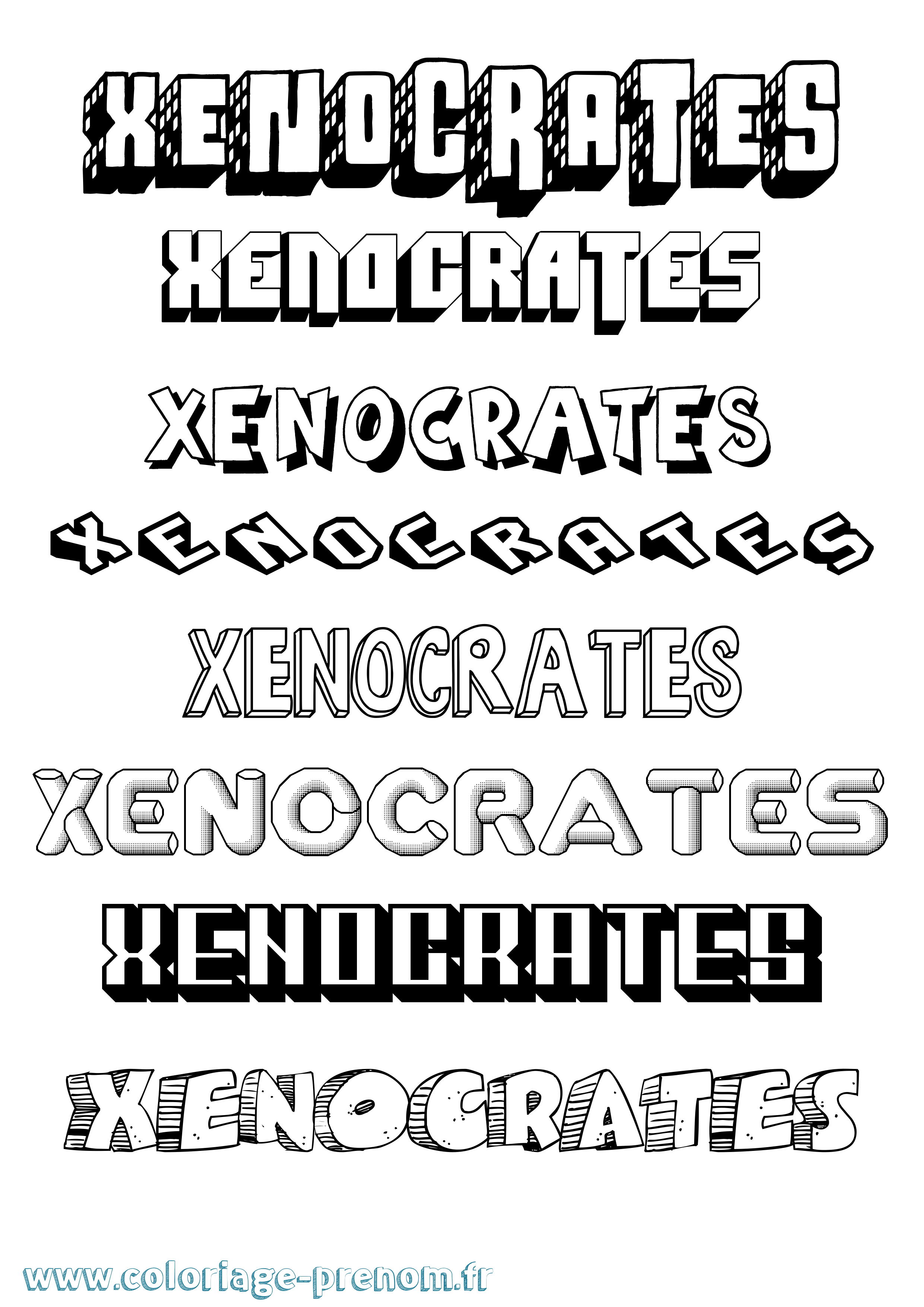 Coloriage Xenocrates Effet 3D Coloriage prénom Xenocrates Effet 3D