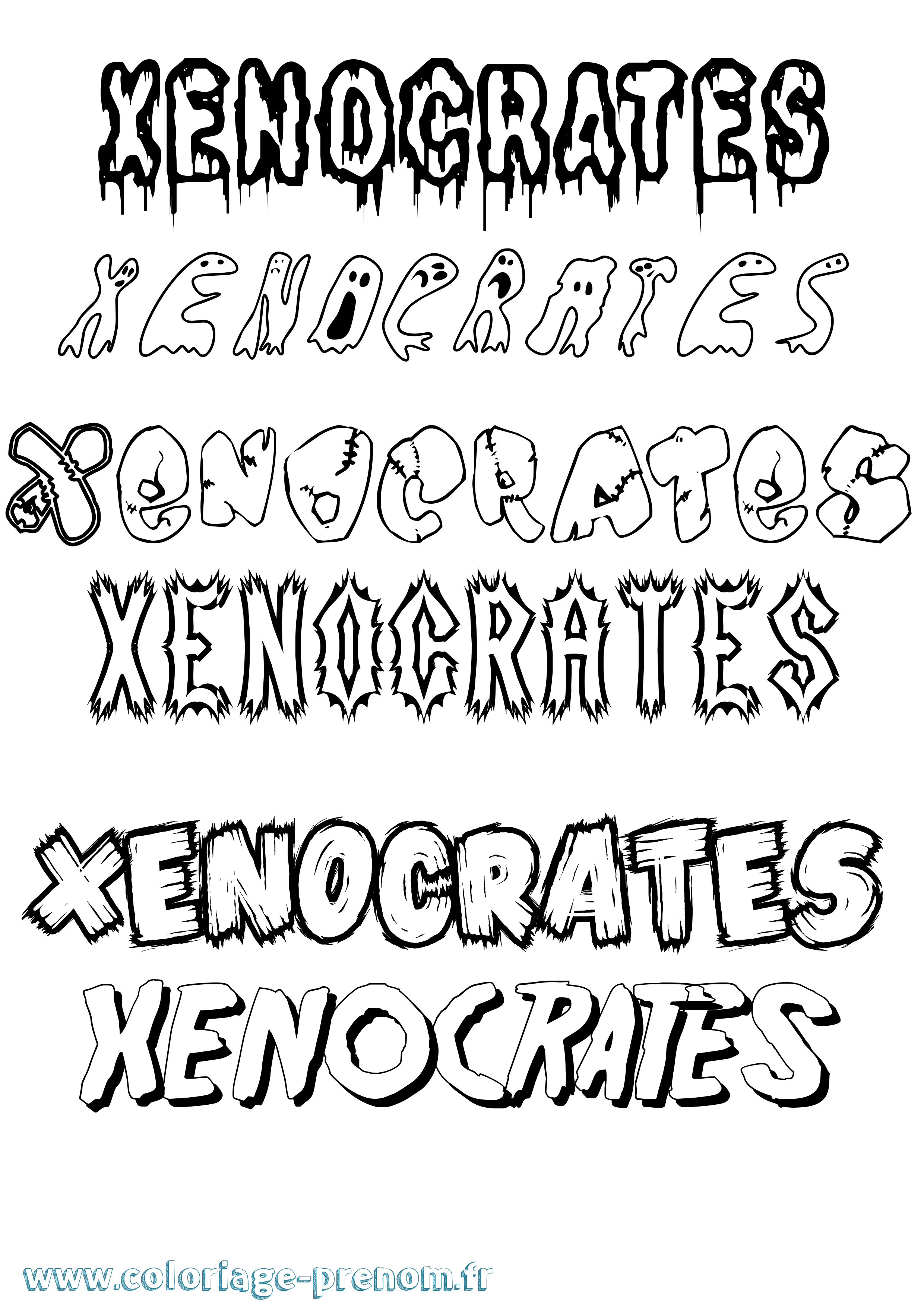 Coloriage Xenocrates Frisson Coloriage prénom Xenocrates Frisson