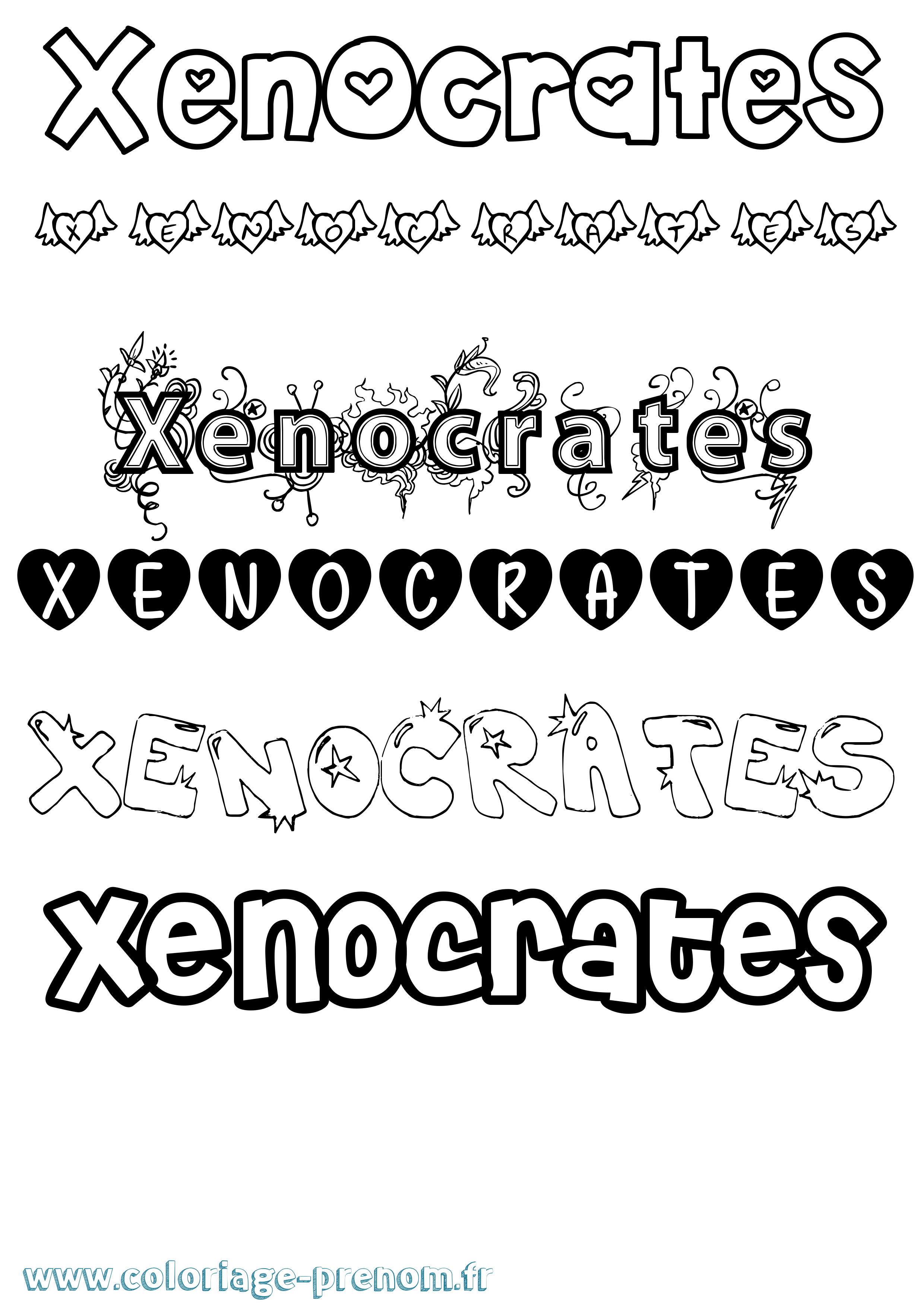 Coloriage Xenocrates Girly Coloriage prénom Xenocrates Girly