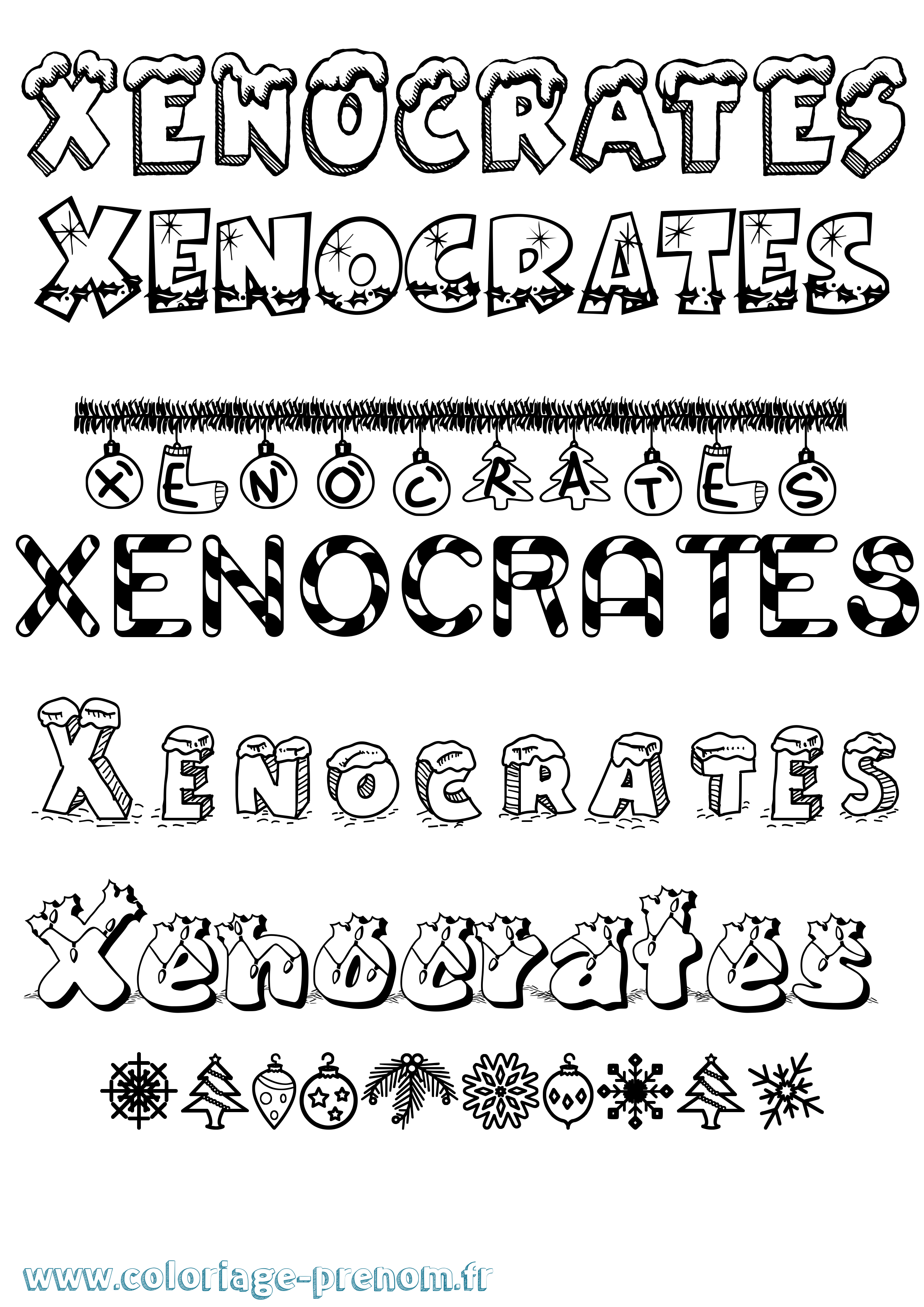 Coloriage Xenocrates Noël Coloriage prénom Xenocrates Noël