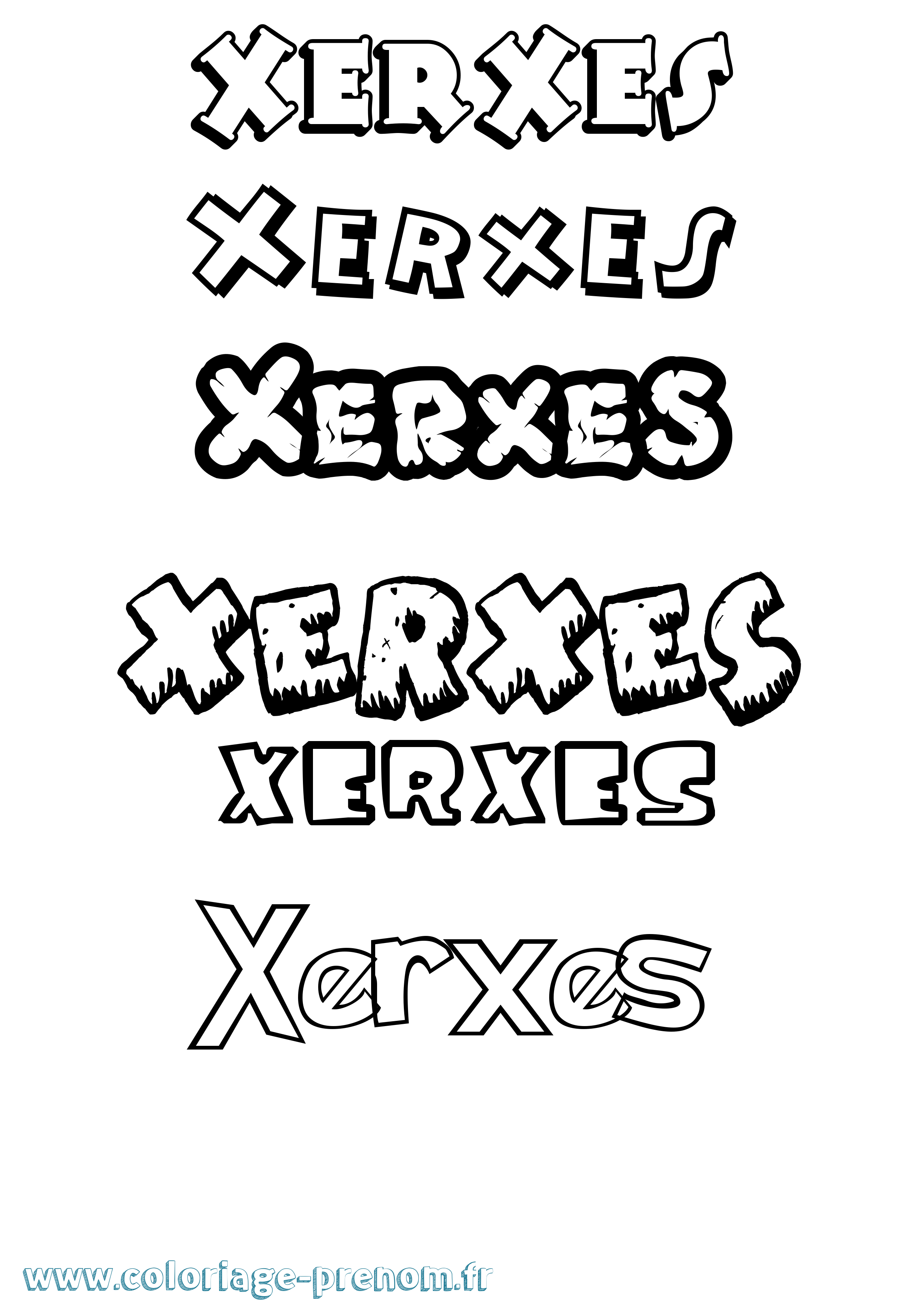 Coloriage Xerxes Dessin Animé Coloriage prénom Xerxes Dessin Animé