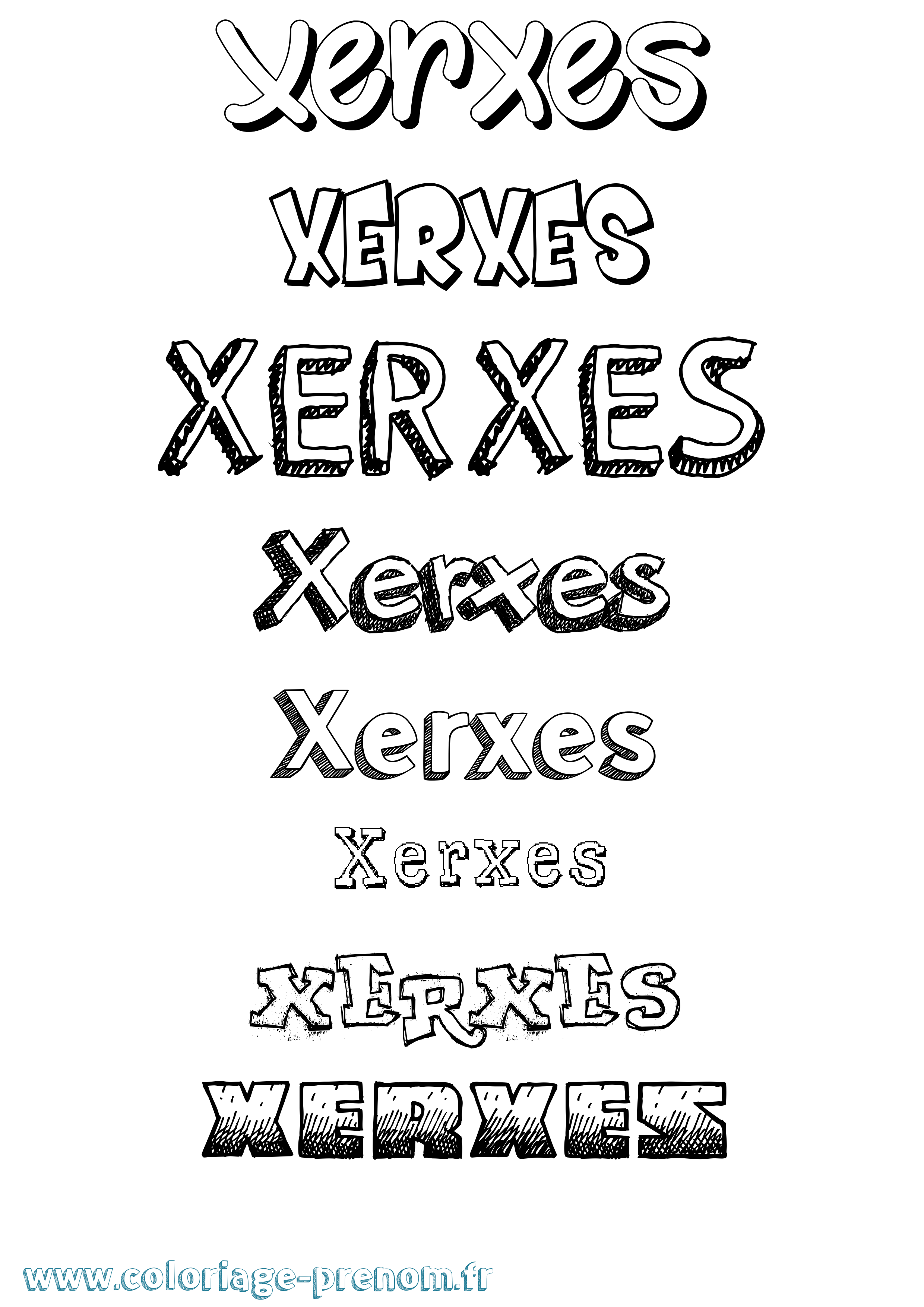 Coloriage Xerxes Dessiné Coloriage prénom Xerxes Dessiné