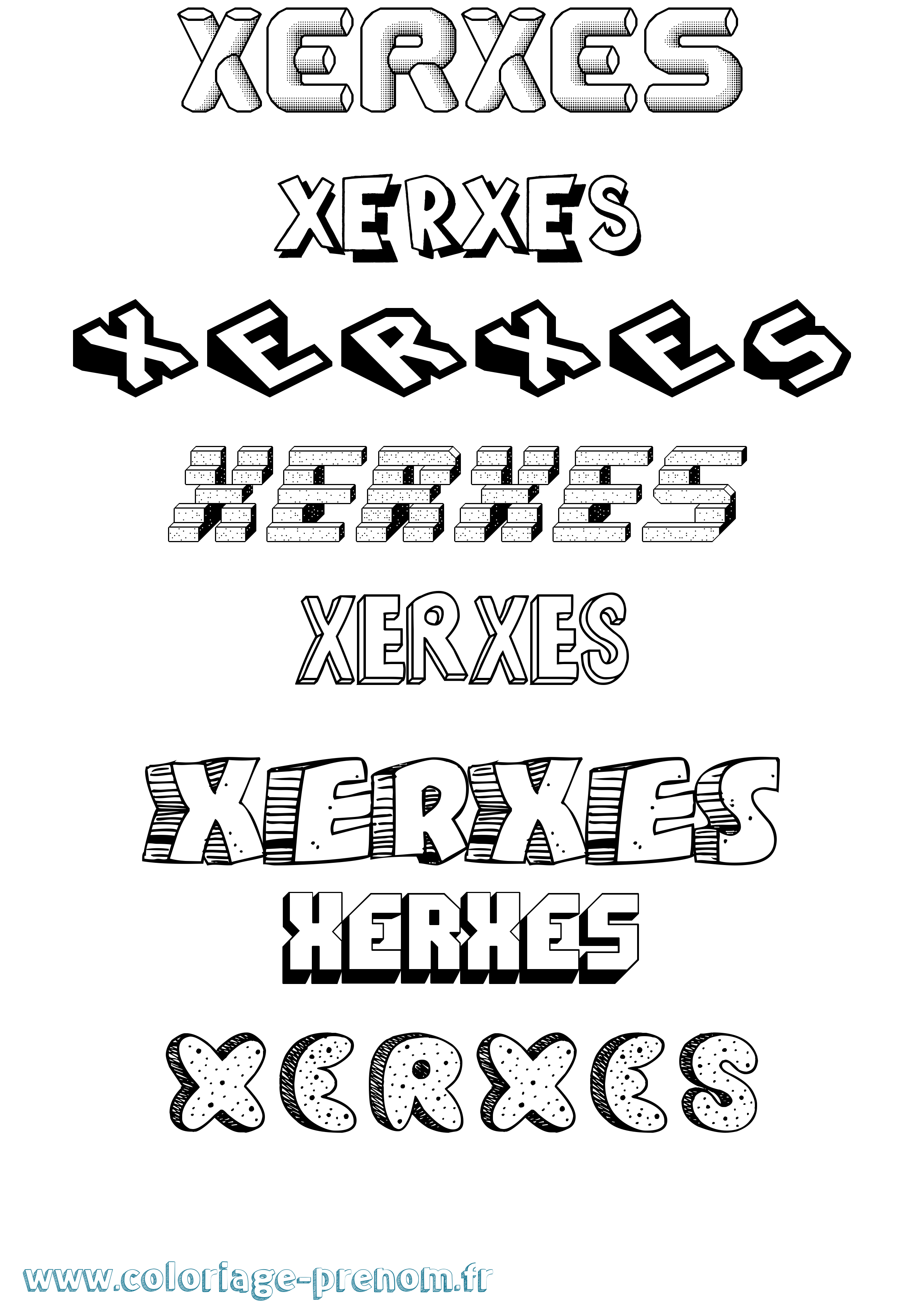 Coloriage Xerxes Effet 3D Coloriage prénom Xerxes Effet 3D