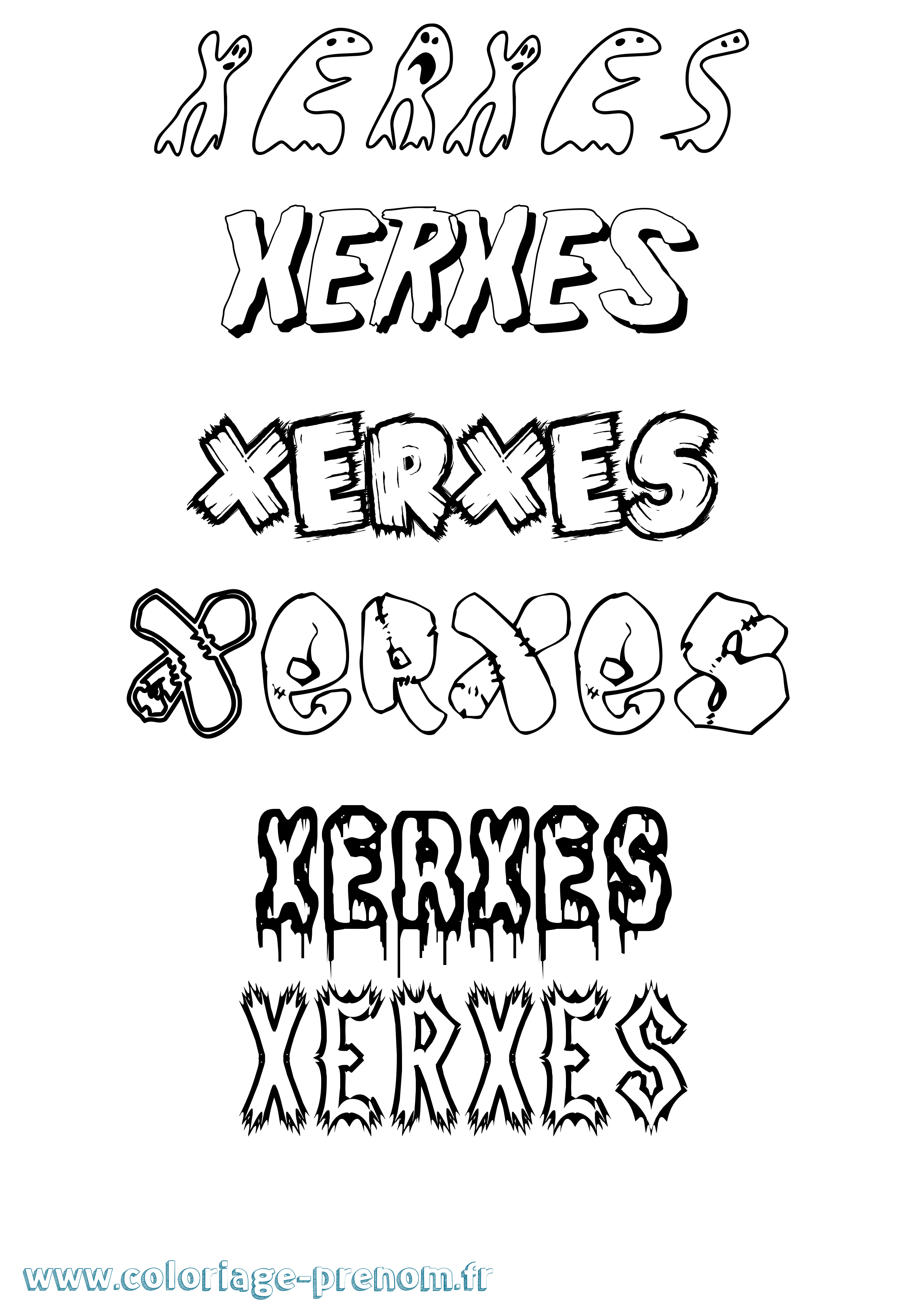 Coloriage Xerxes Frisson Coloriage prénom Xerxes Frisson