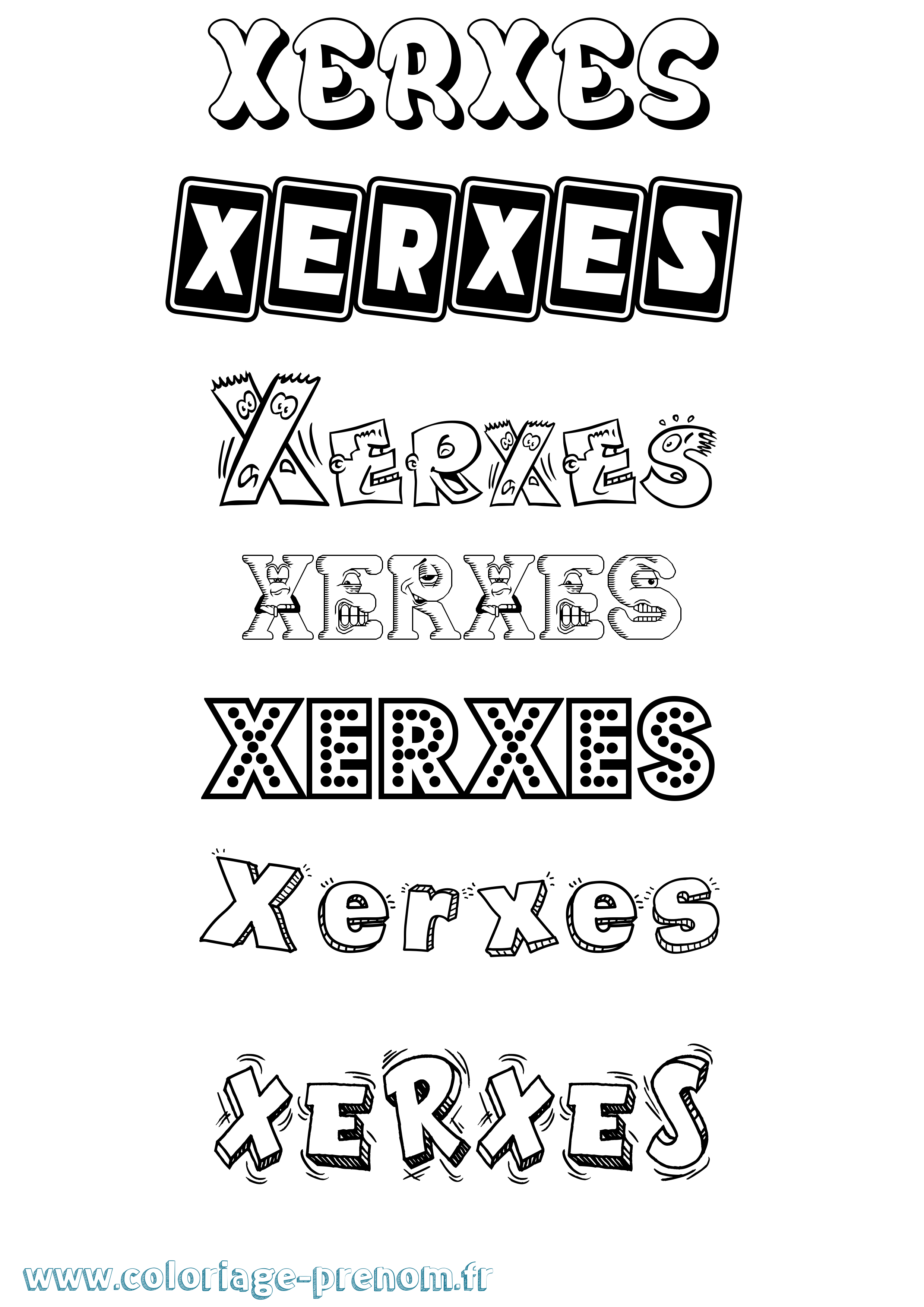 Coloriage Xerxes Fun Coloriage prénom Xerxes Fun