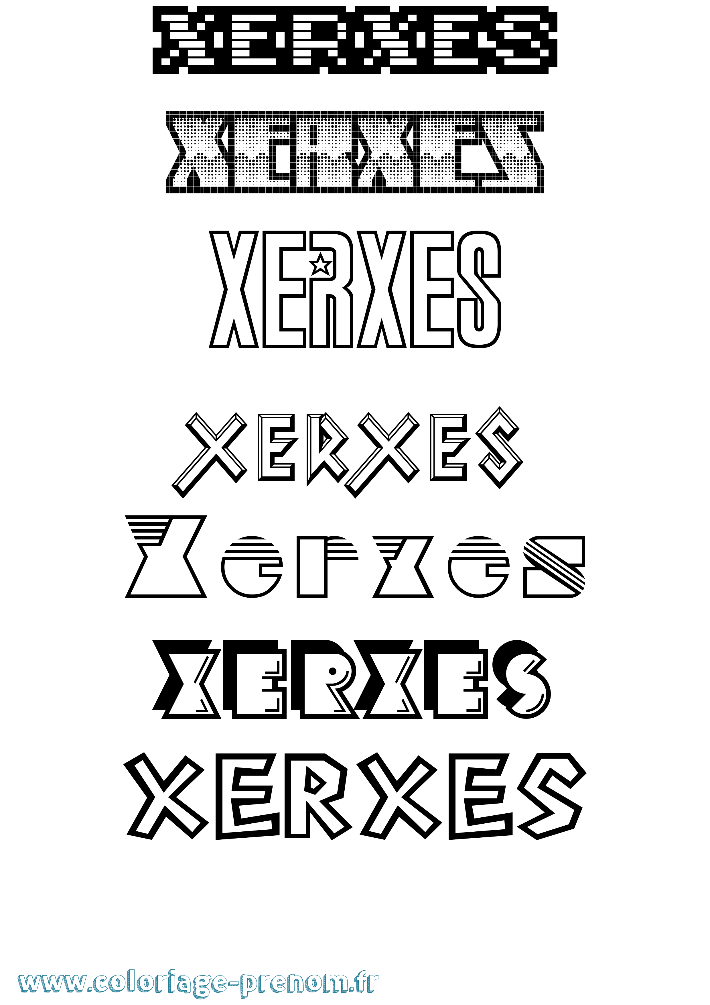 Coloriage Xerxes Jeux Vidéos Coloriage prénom Xerxes Jeux Vidéos