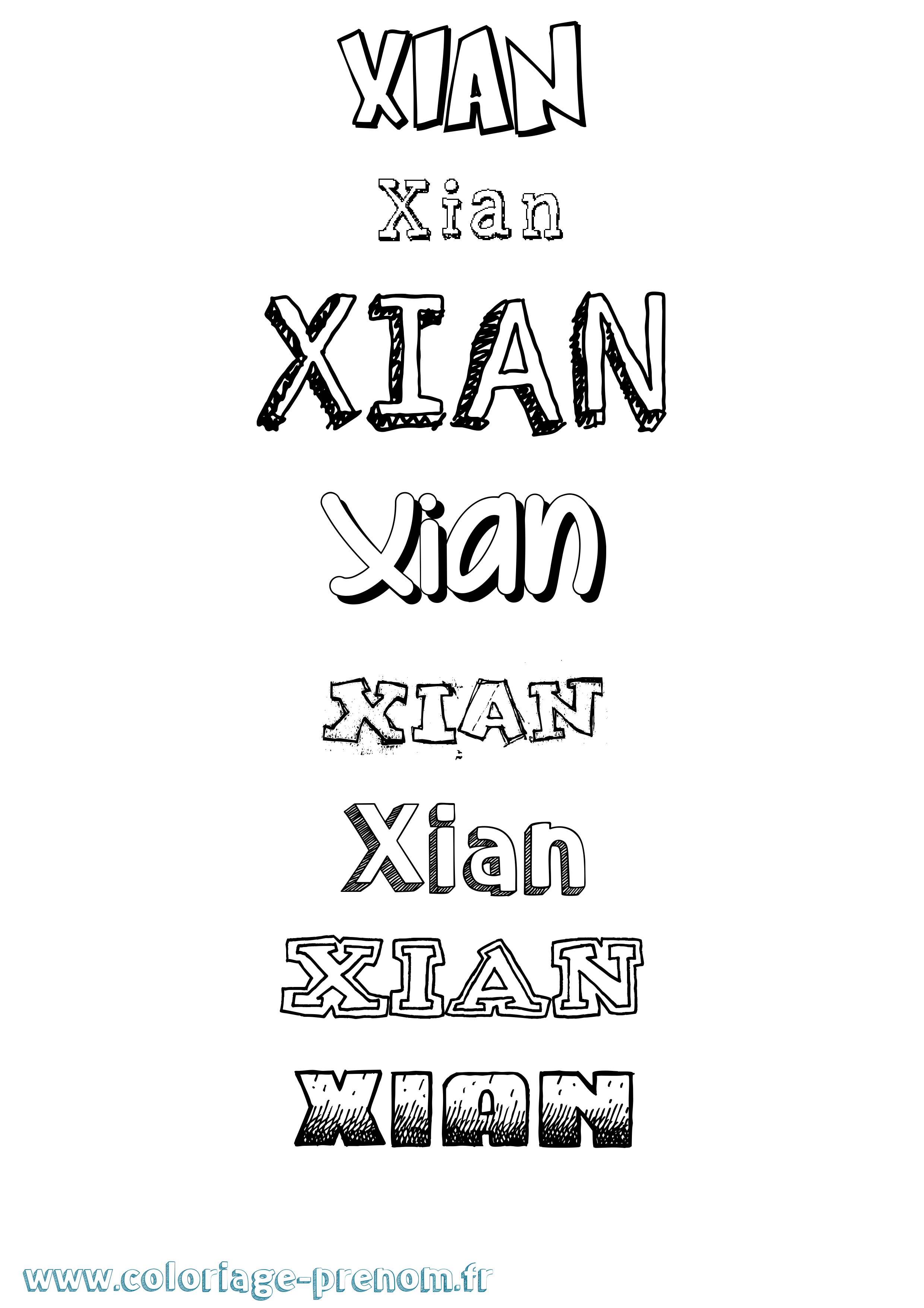 Coloriage Xian Dessiné Coloriage prénom Xian Dessiné