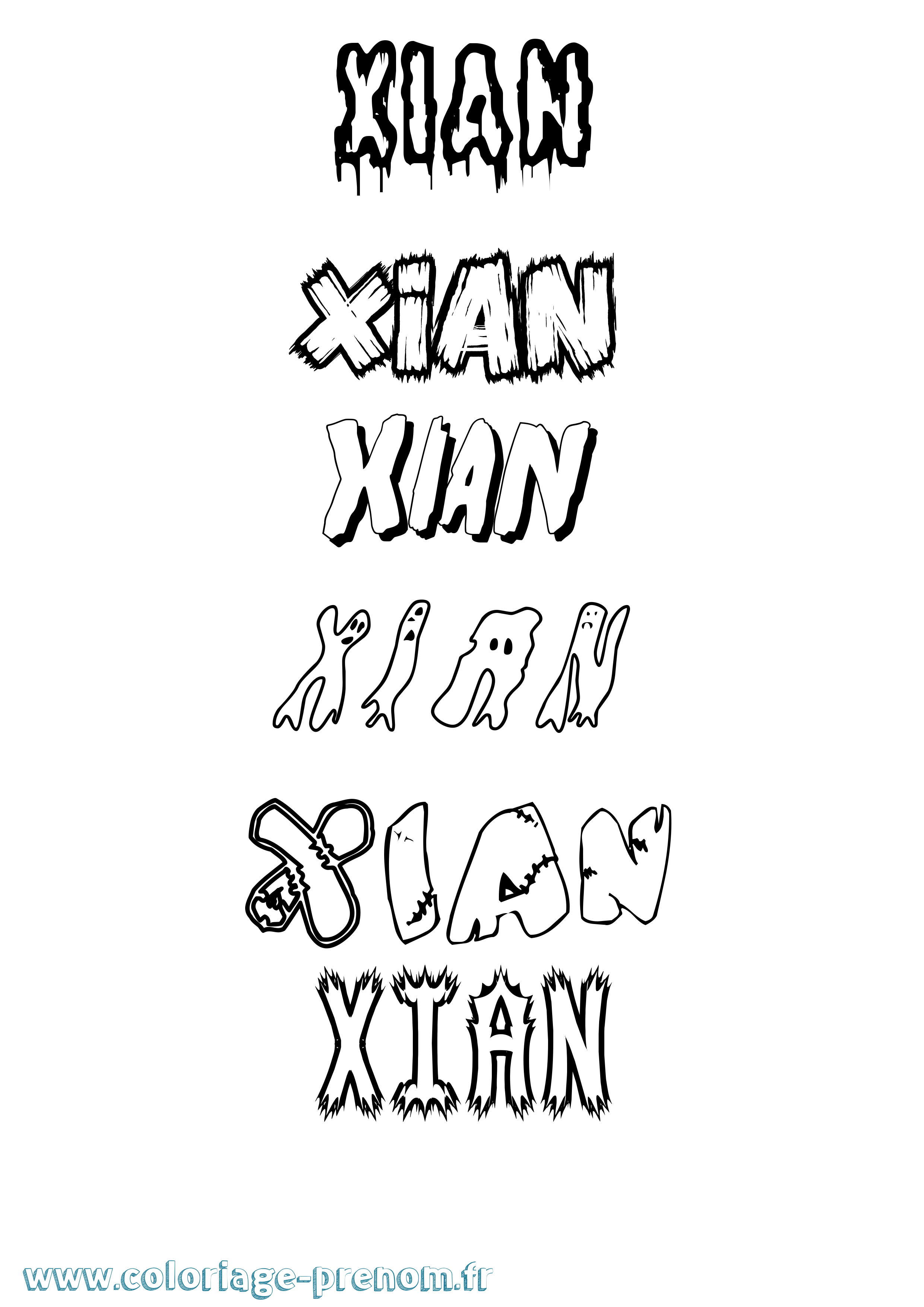 Coloriage Xian Frisson Coloriage prénom Xian Frisson