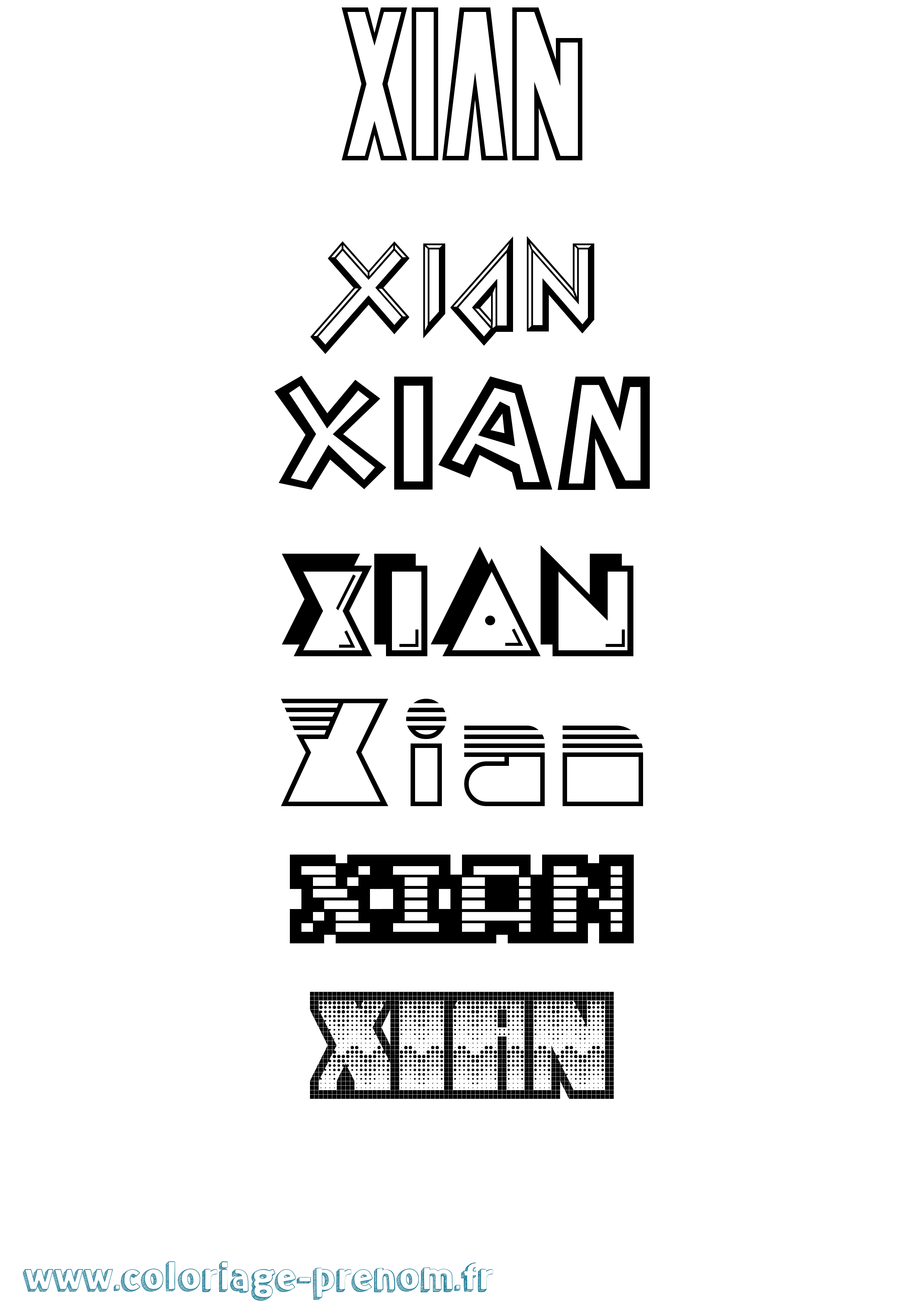 Coloriage Xian Jeux Vidéos Coloriage prénom Xian Jeux Vidéos