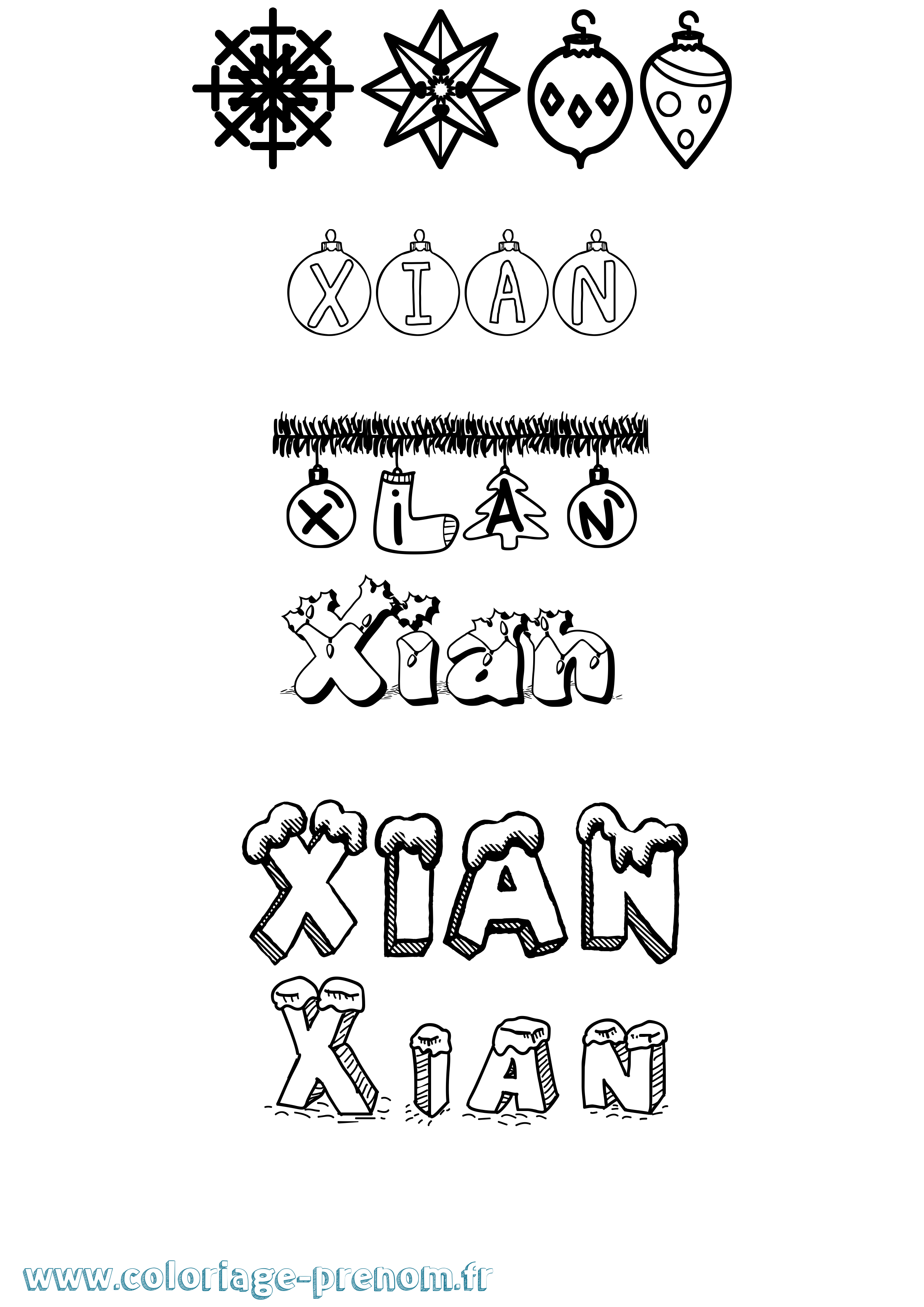 Coloriage Xian Noël Coloriage prénom Xian Noël