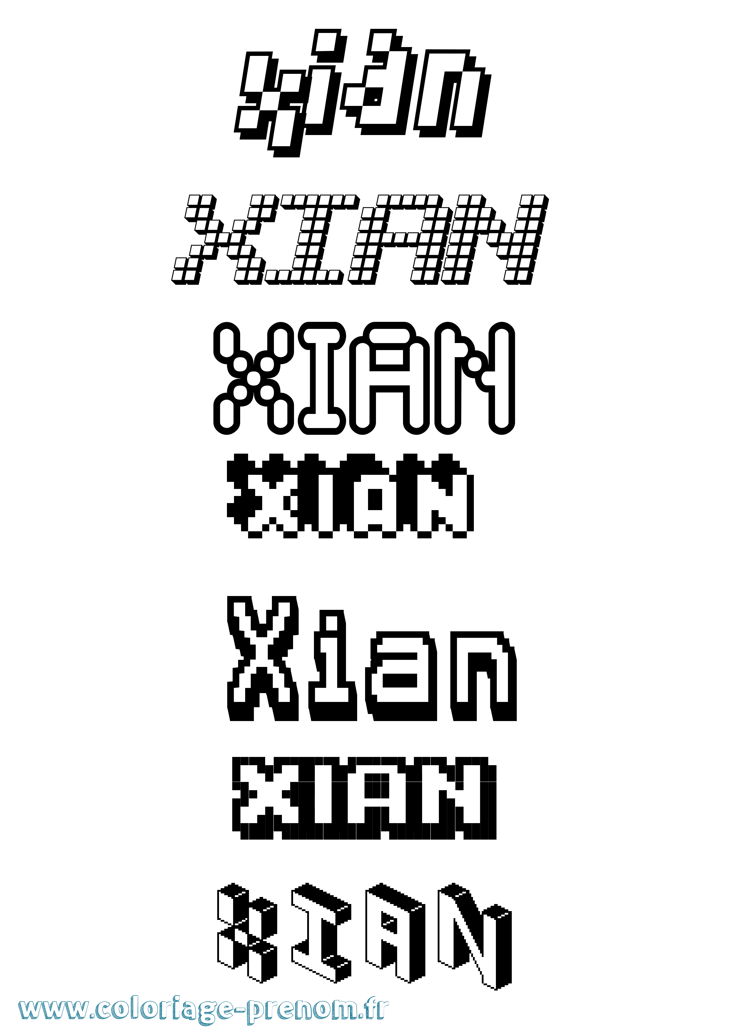 Coloriage Xian Pixel Coloriage prénom Xian Pixel