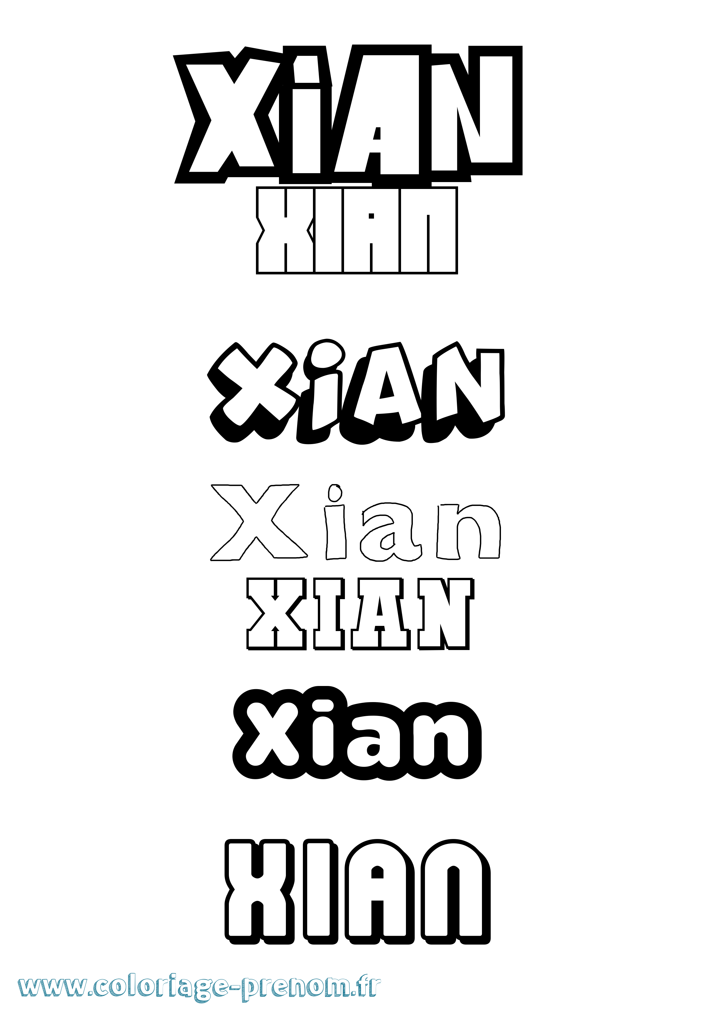 Coloriage Xian Simple Coloriage prénom Xian Simple