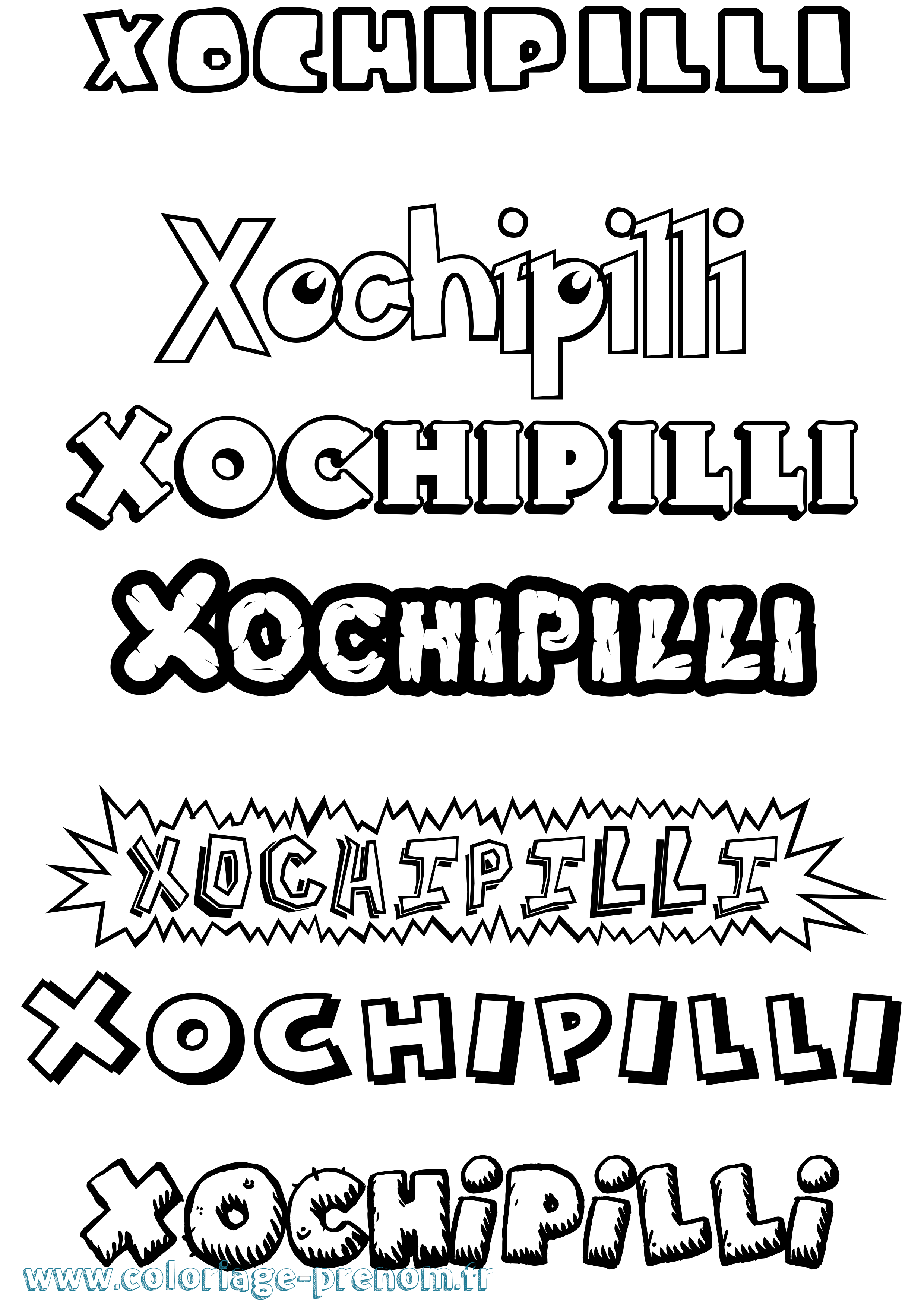 Coloriage prénom Xochipilli Dessin Animé