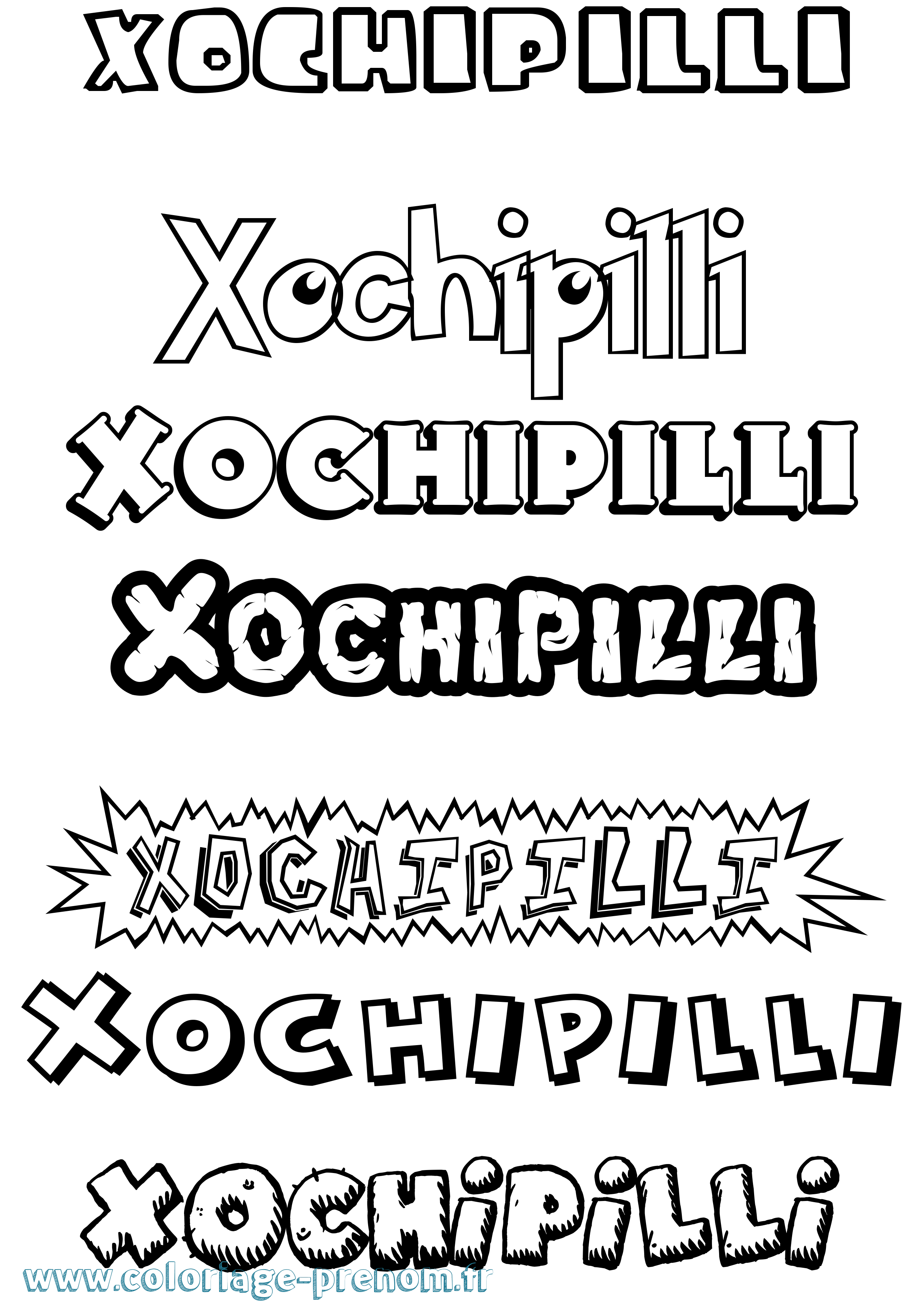 Coloriage Xochipilli Dessin Animé Coloriage prénom Xochipilli Dessin Animé