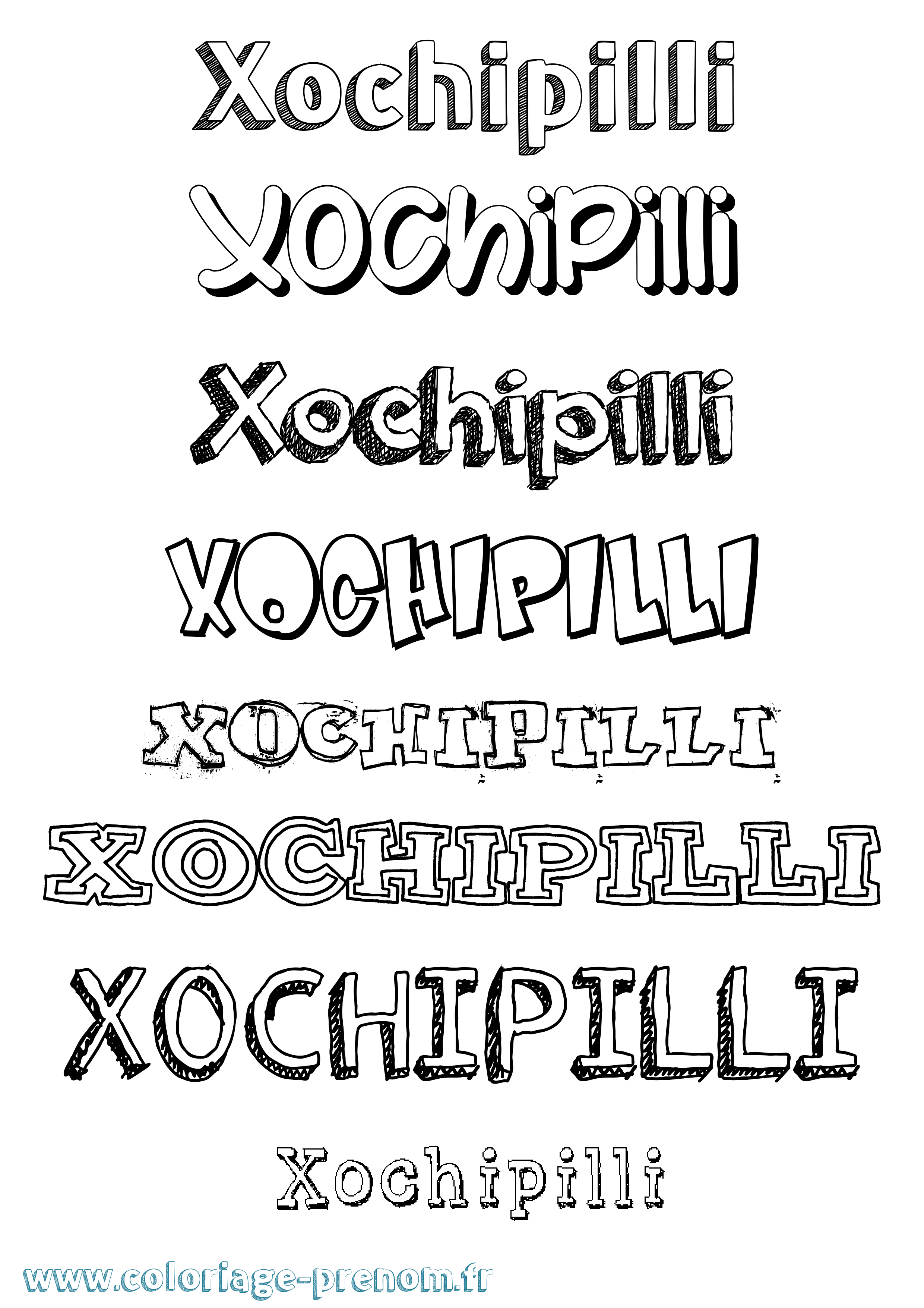 Coloriage Xochipilli Dessiné Coloriage prénom Xochipilli Dessiné