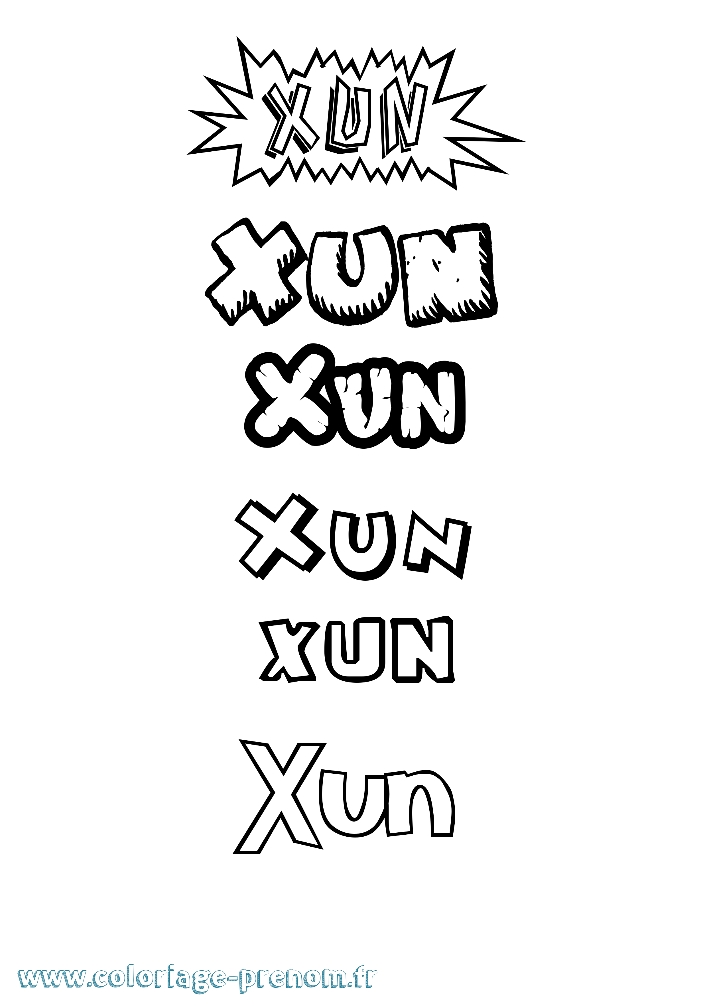 Coloriage prénom Xun Dessin Animé
