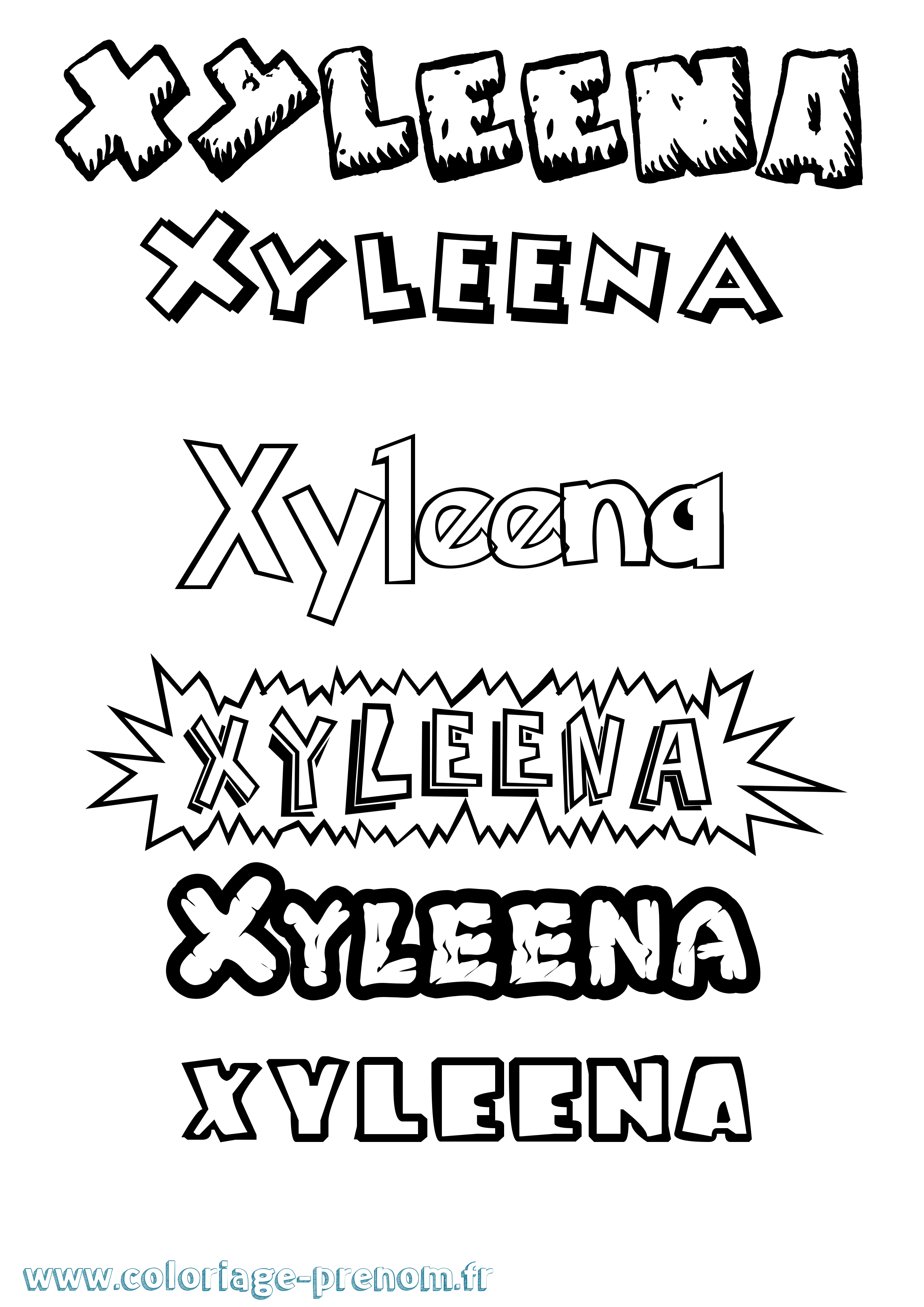 Coloriage Xyleena Dessin Animé Coloriage prénom Xyleena Dessin Animé