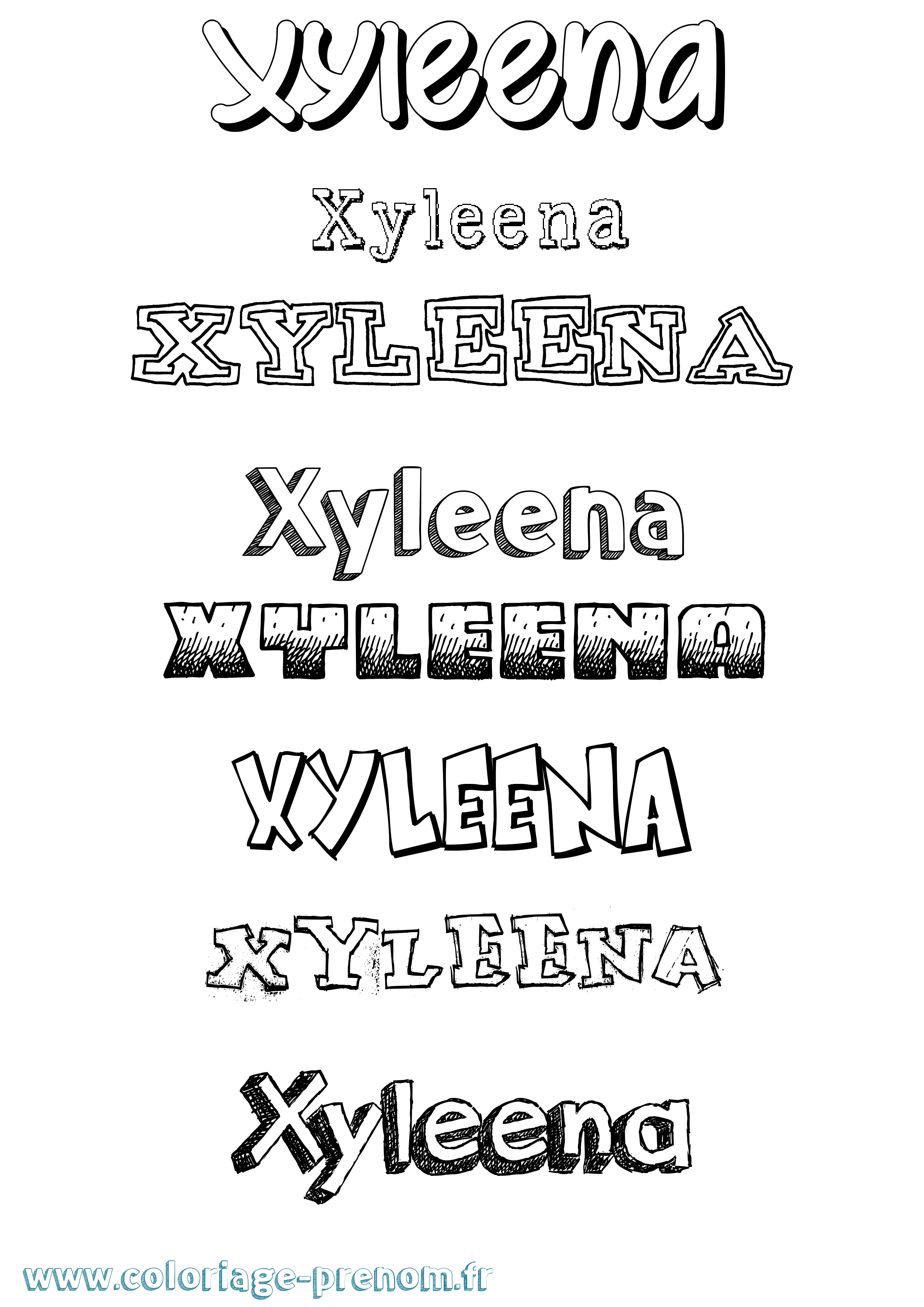 Coloriage Xyleena Dessiné Coloriage prénom Xyleena Dessiné