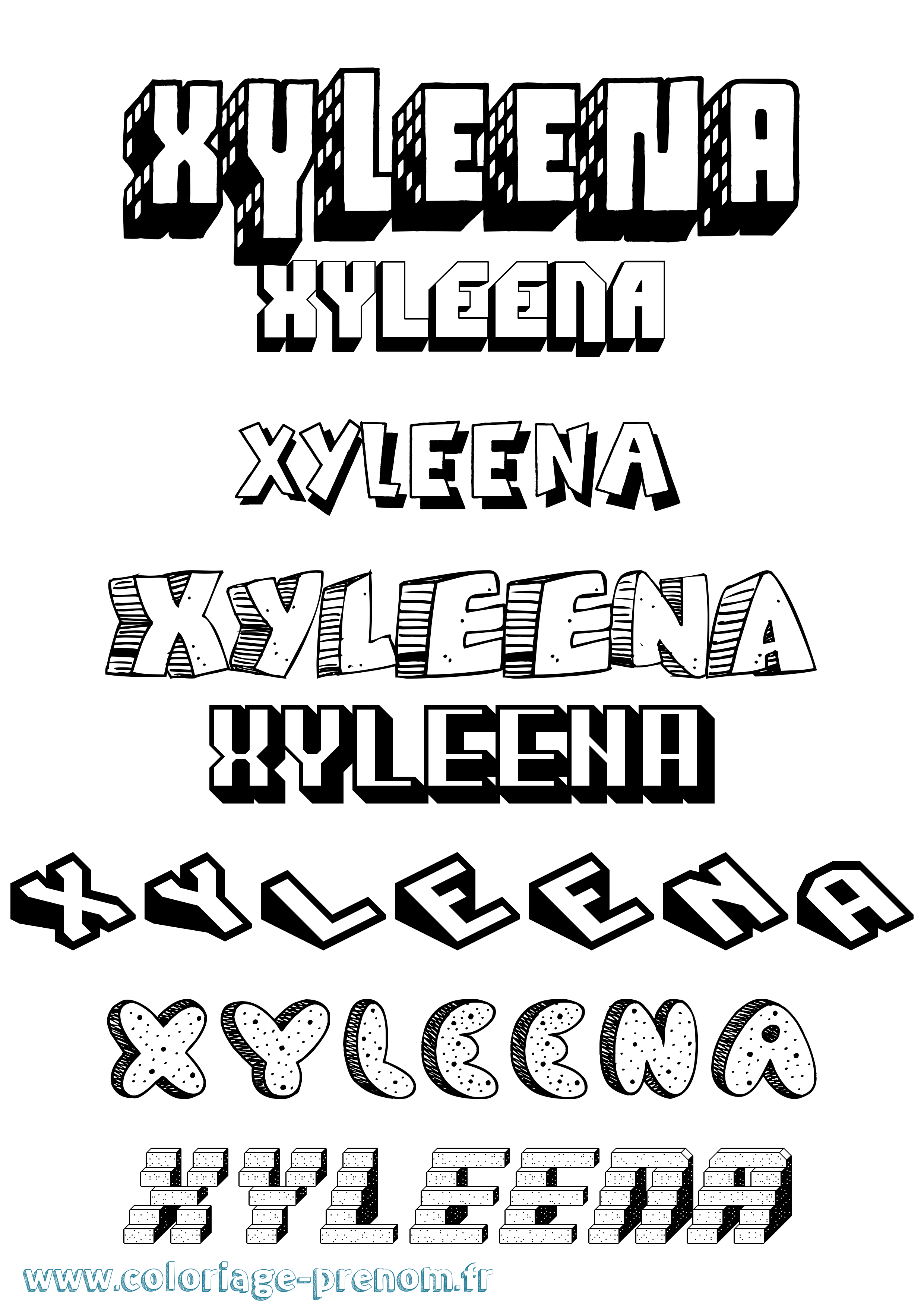 Coloriage Xyleena Effet 3D Coloriage prénom Xyleena Effet 3D