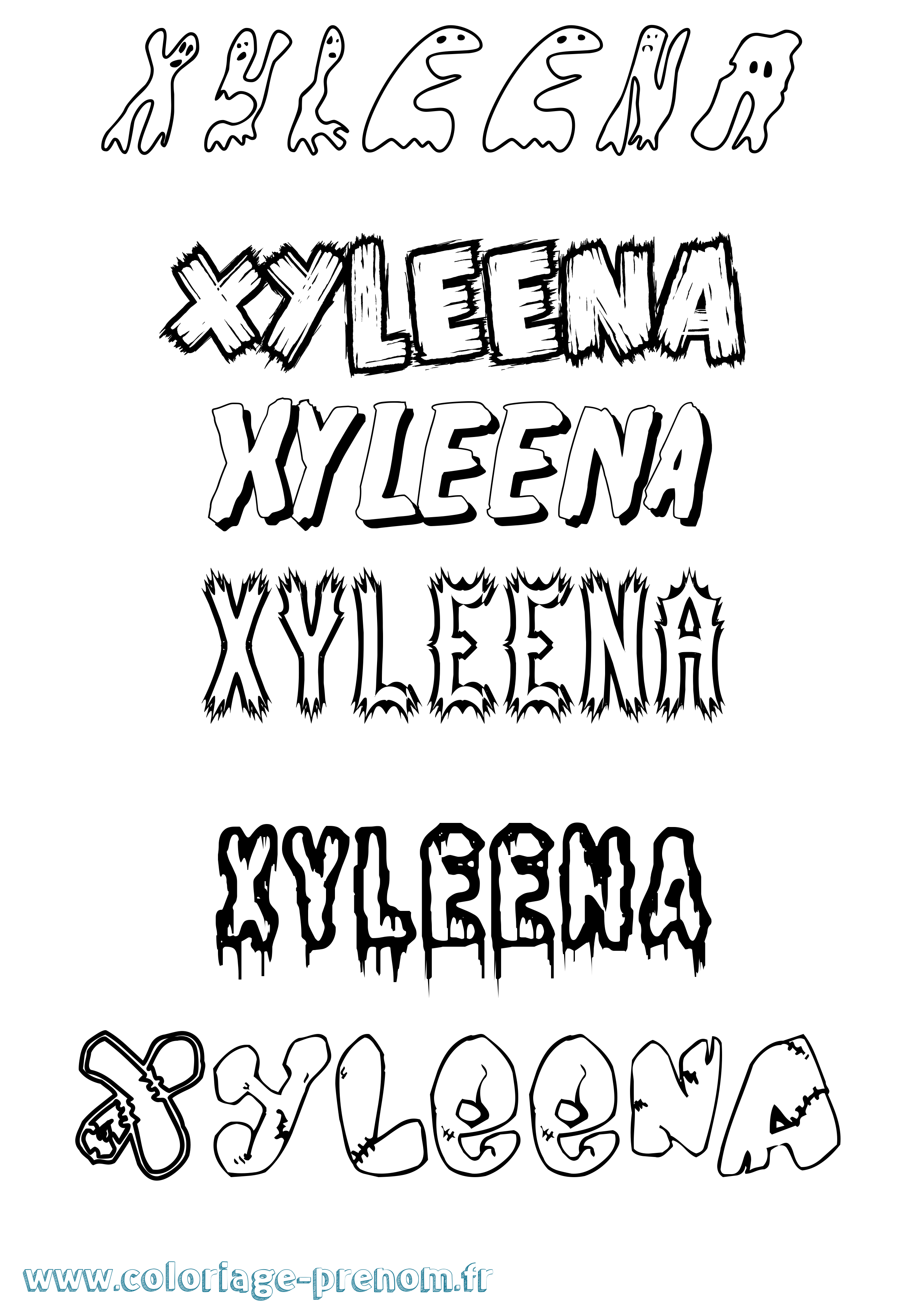 Coloriage prénom Xyleena Frisson