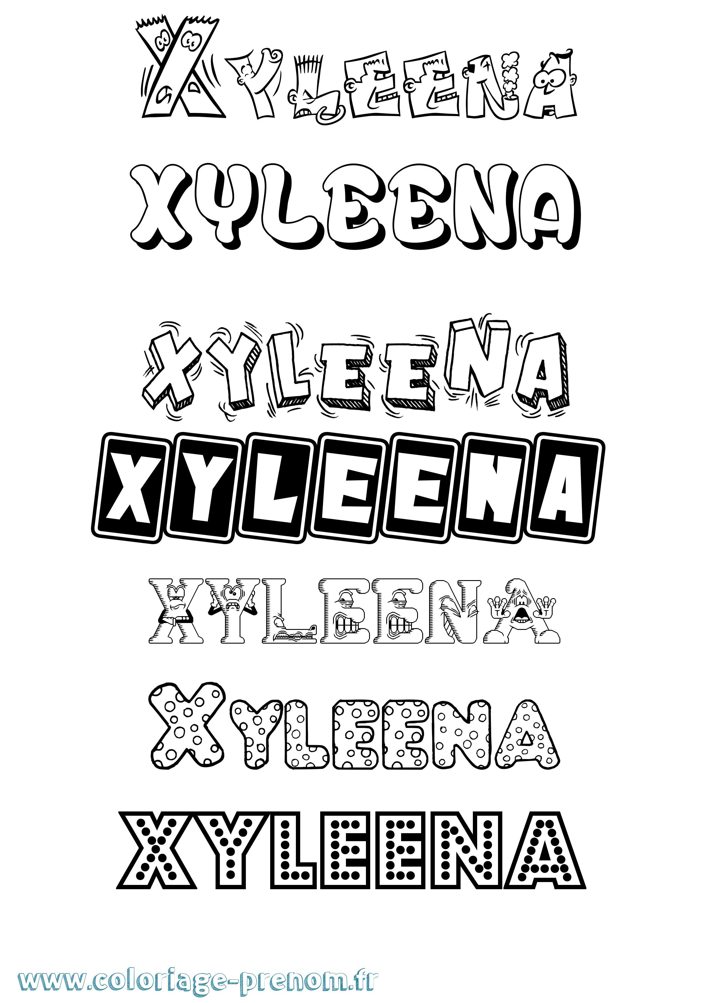 Coloriage prénom Xyleena Fun
