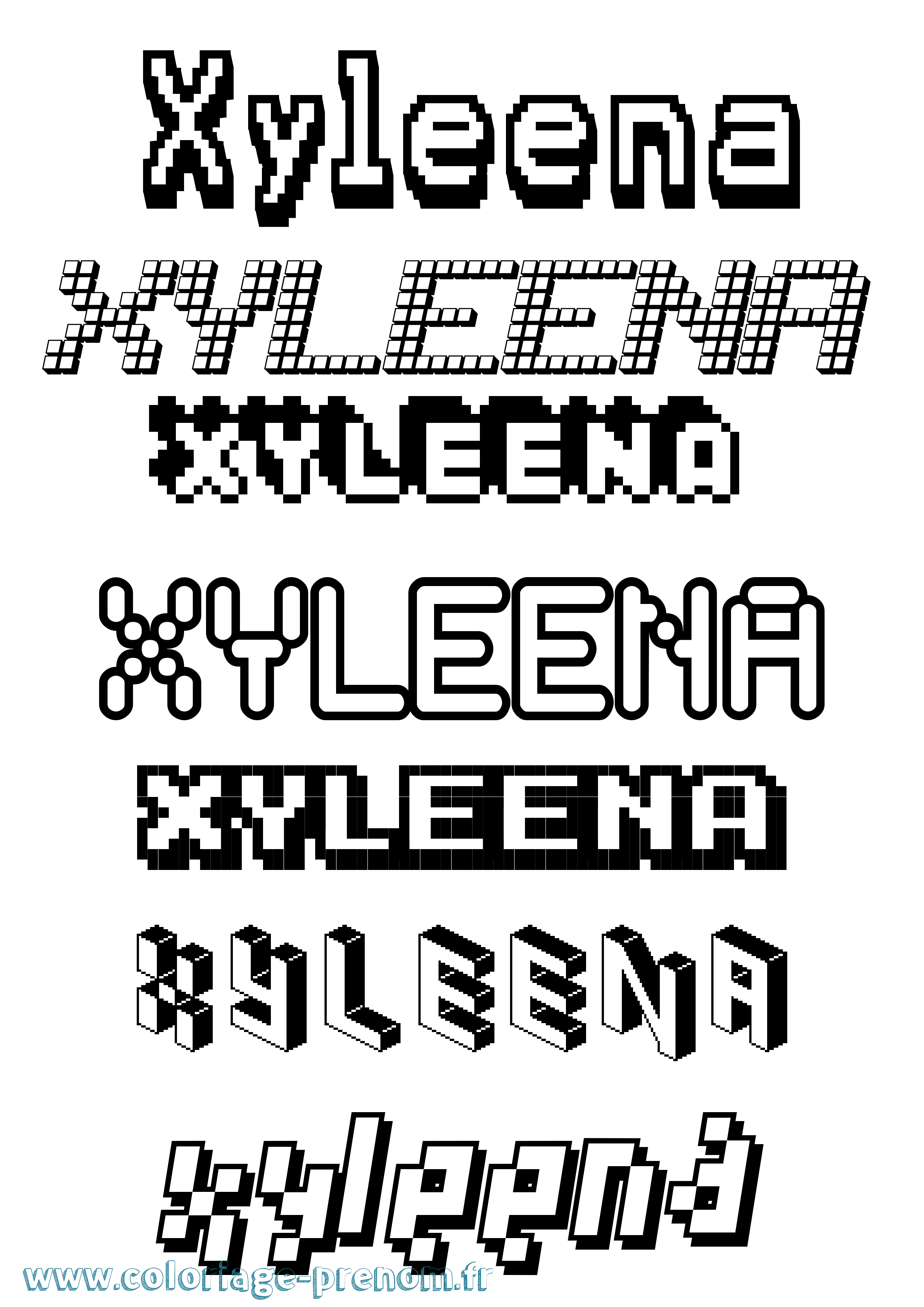 Coloriage prénom Xyleena Pixel