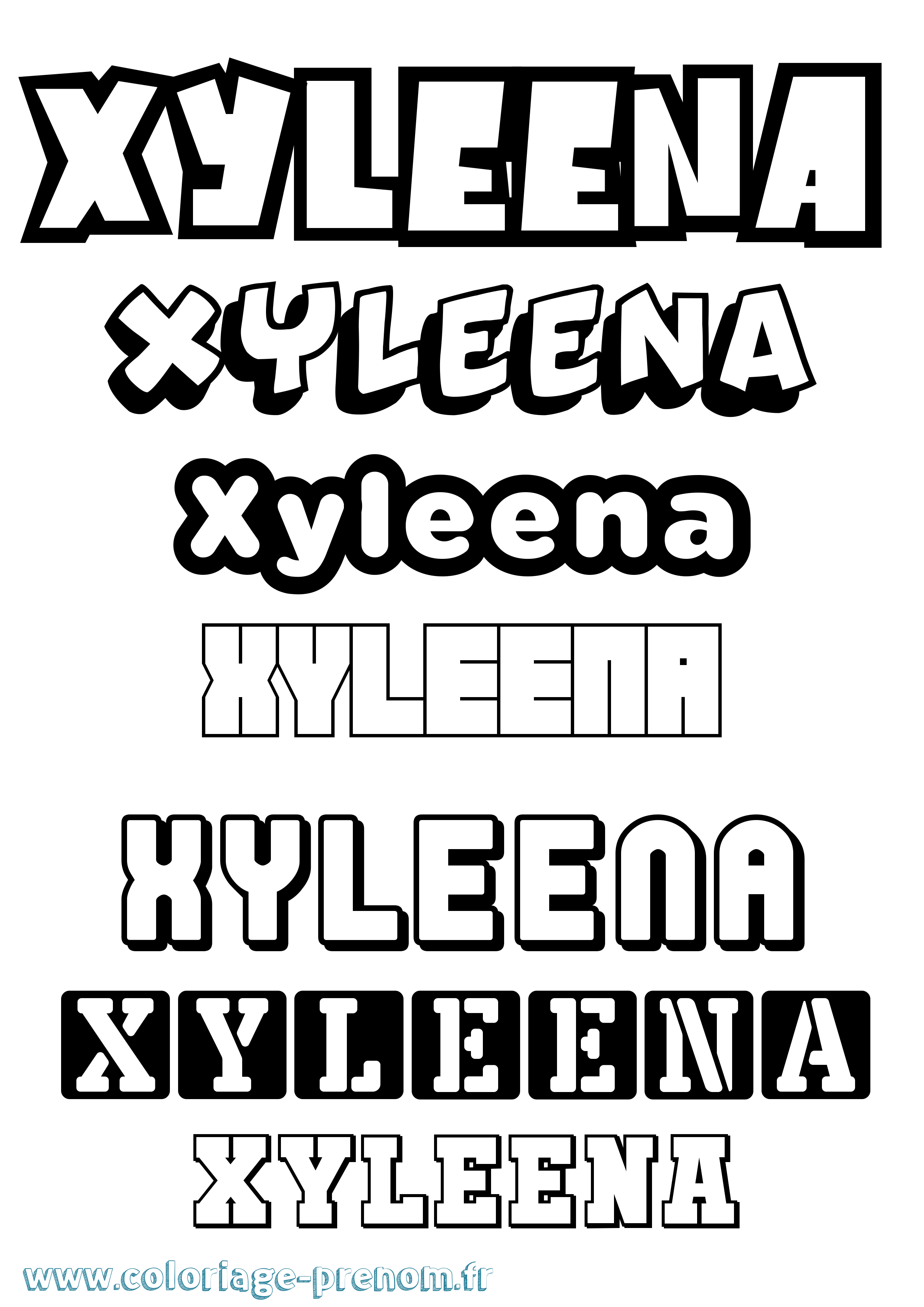 Coloriage Xyleena Simple Coloriage prénom Xyleena Simple