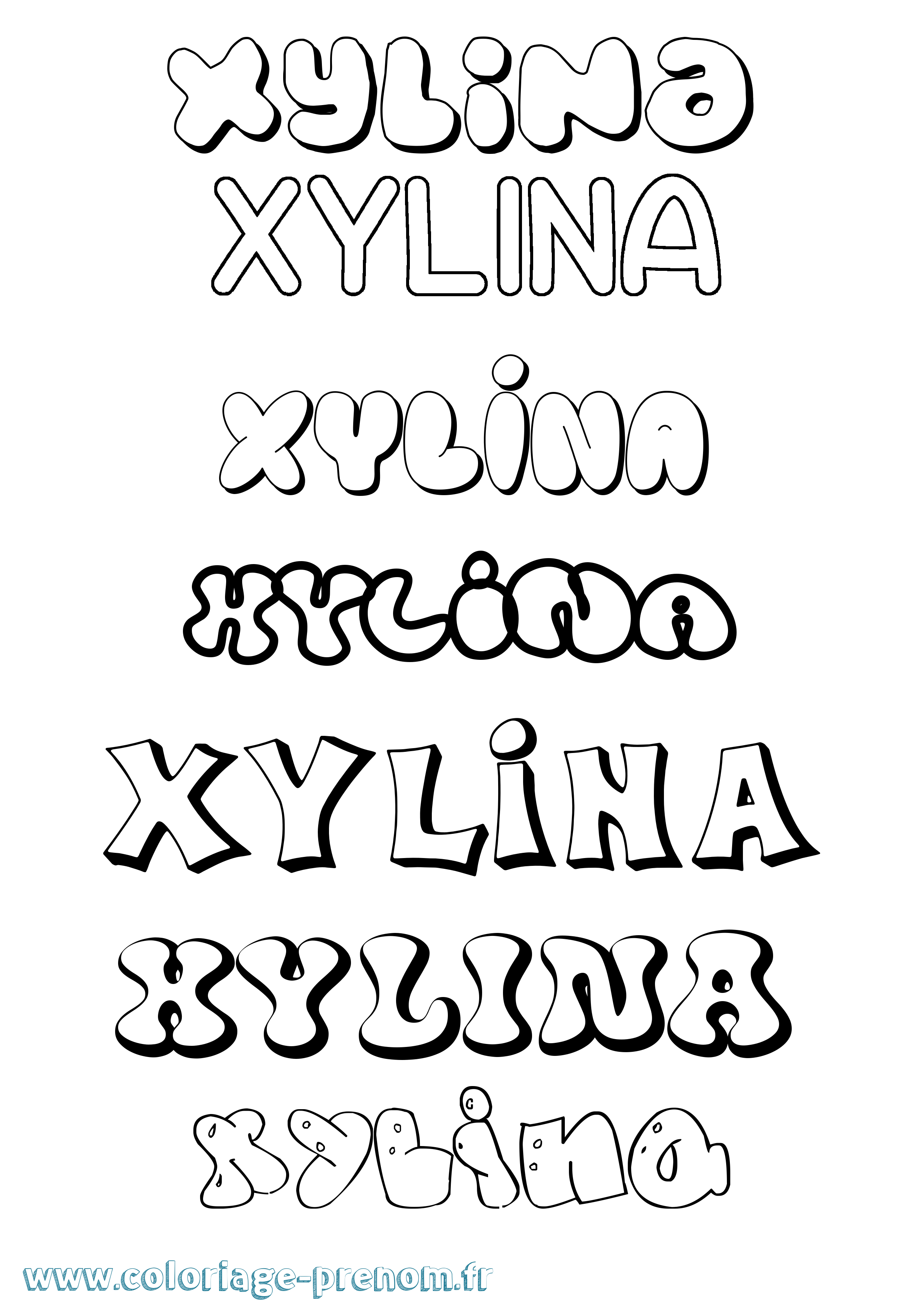 Coloriage Xylina Bubble Coloriage prénom Xylina Bubble