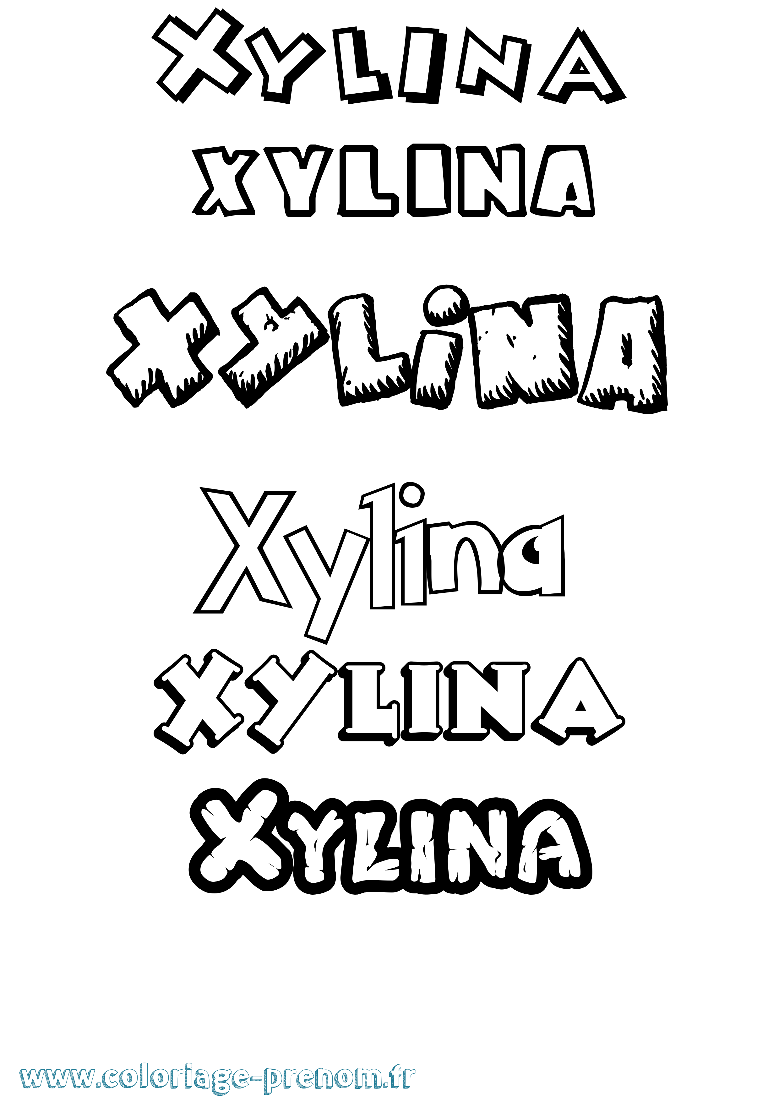Coloriage Xylina Dessin Animé Coloriage prénom Xylina Dessin Animé