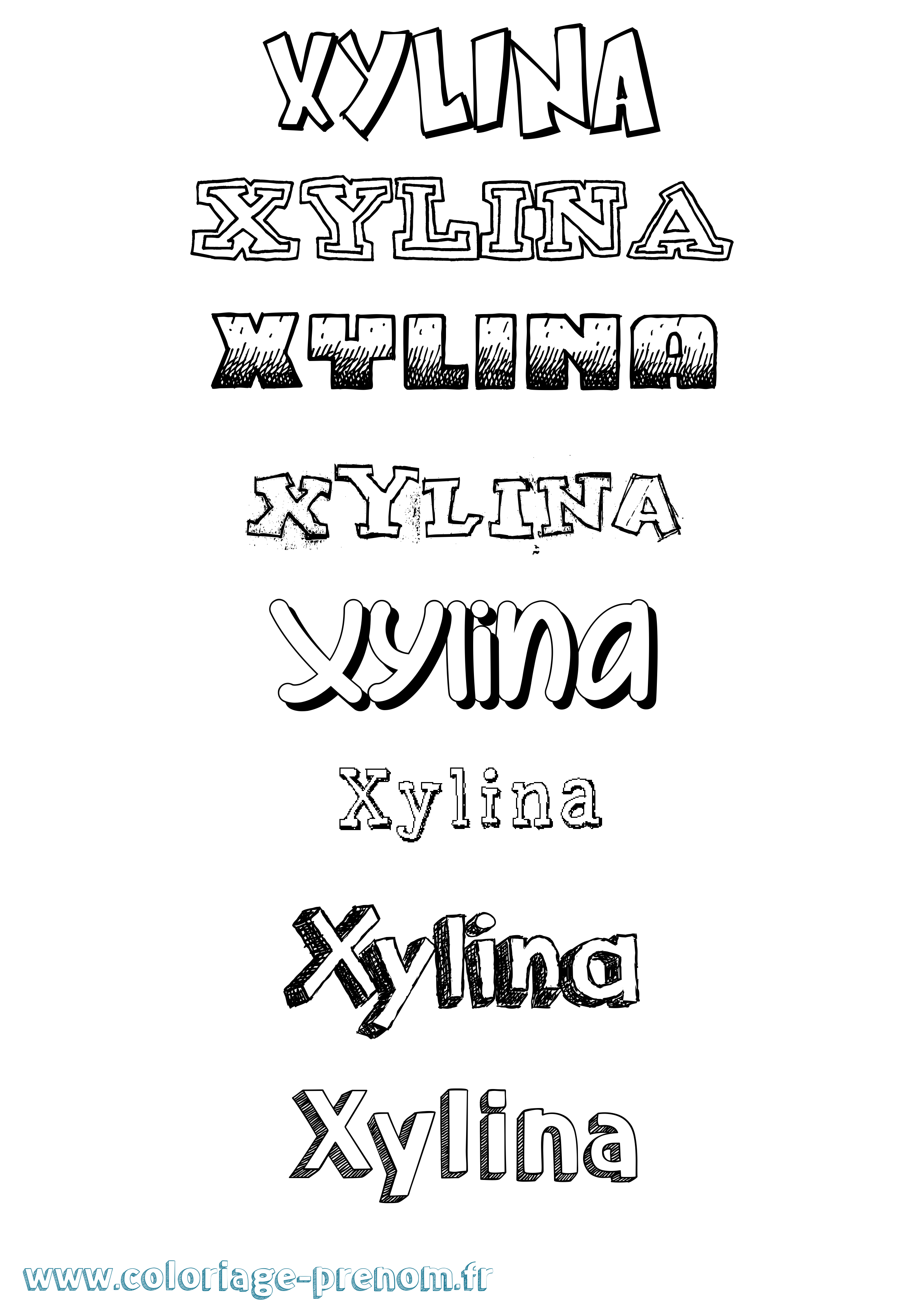 Coloriage Xylina Dessiné Coloriage prénom Xylina Dessiné