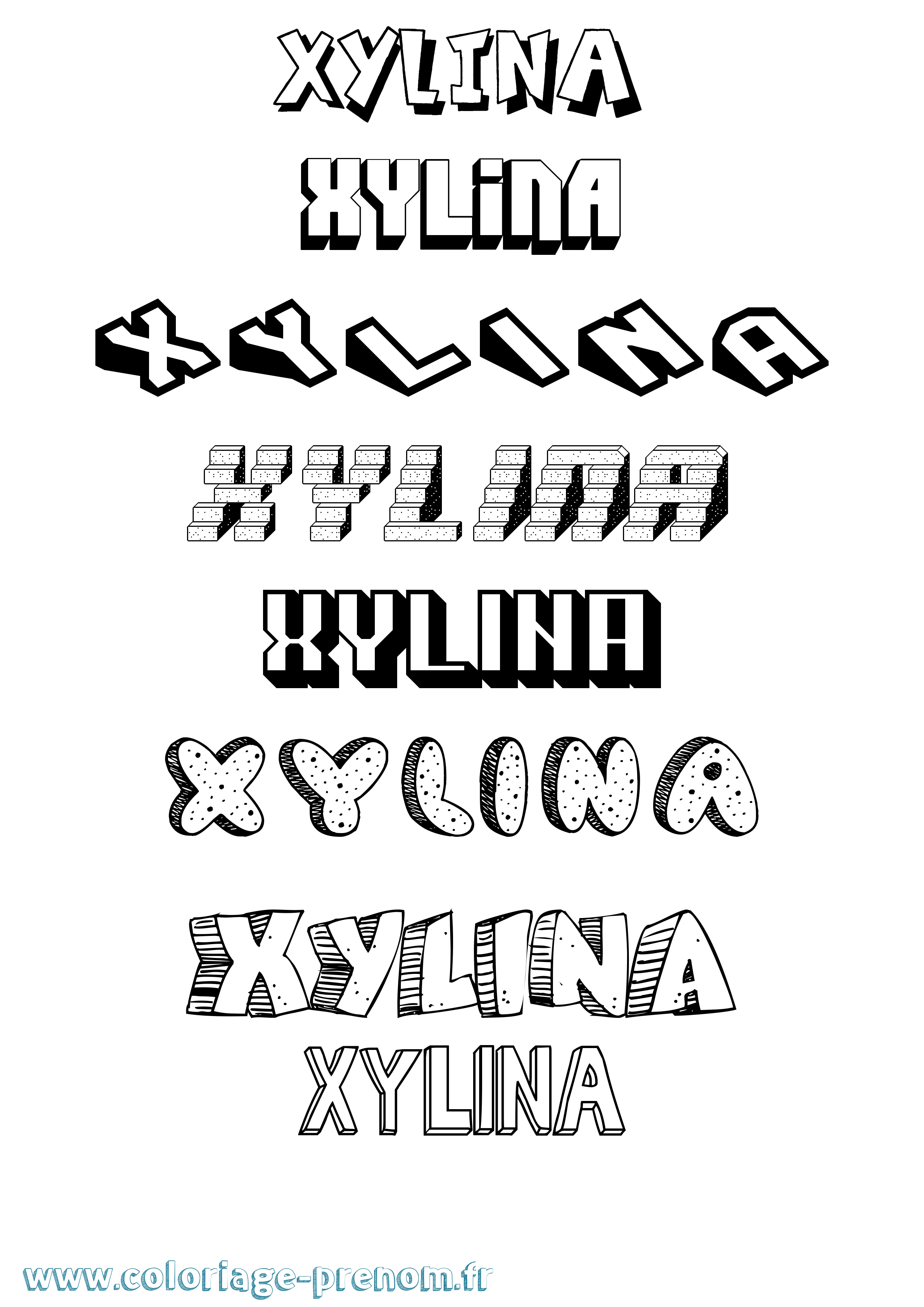 Coloriage Xylina Effet 3D Coloriage prénom Xylina Effet 3D