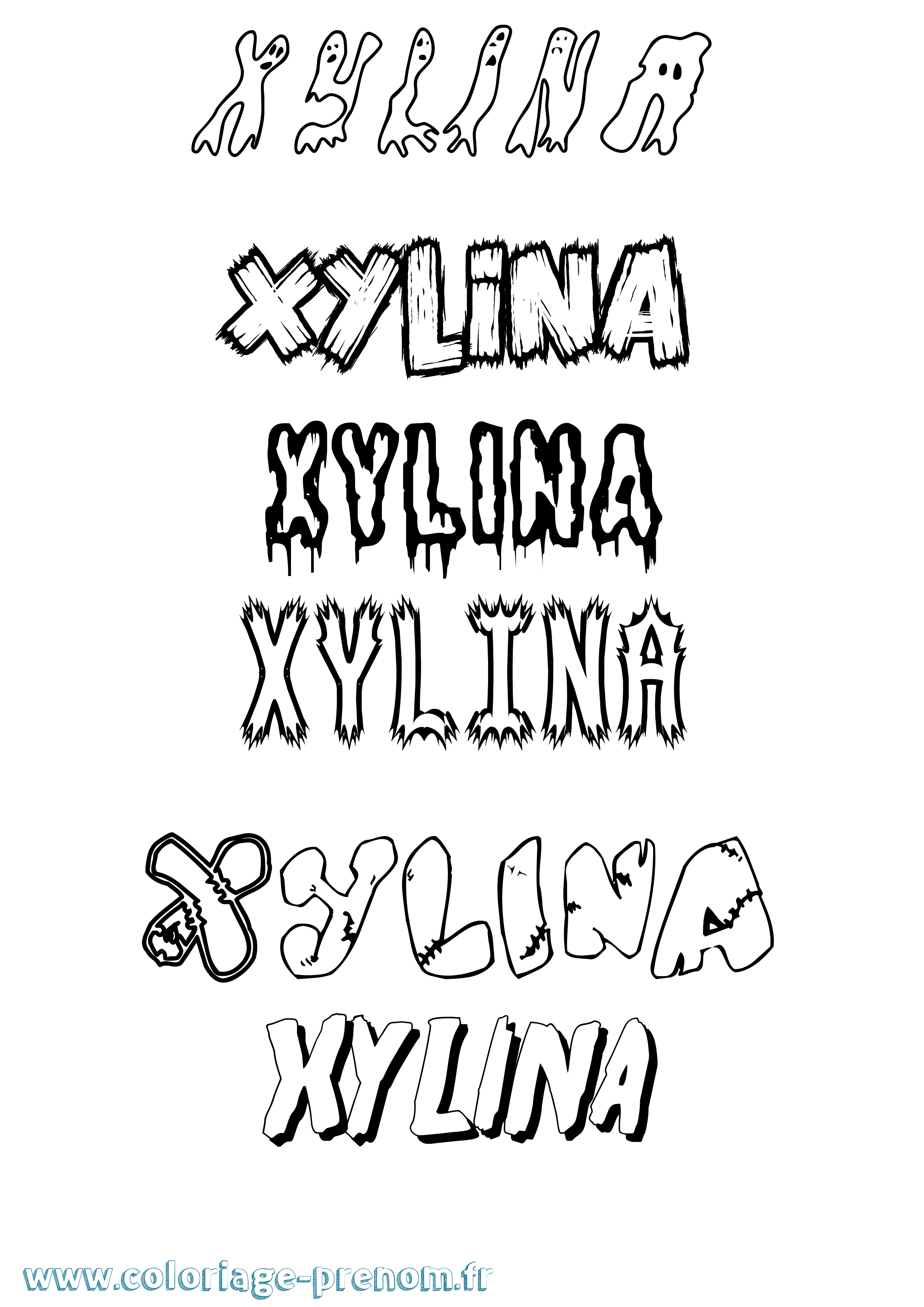 Coloriage Xylina Frisson Coloriage prénom Xylina Frisson