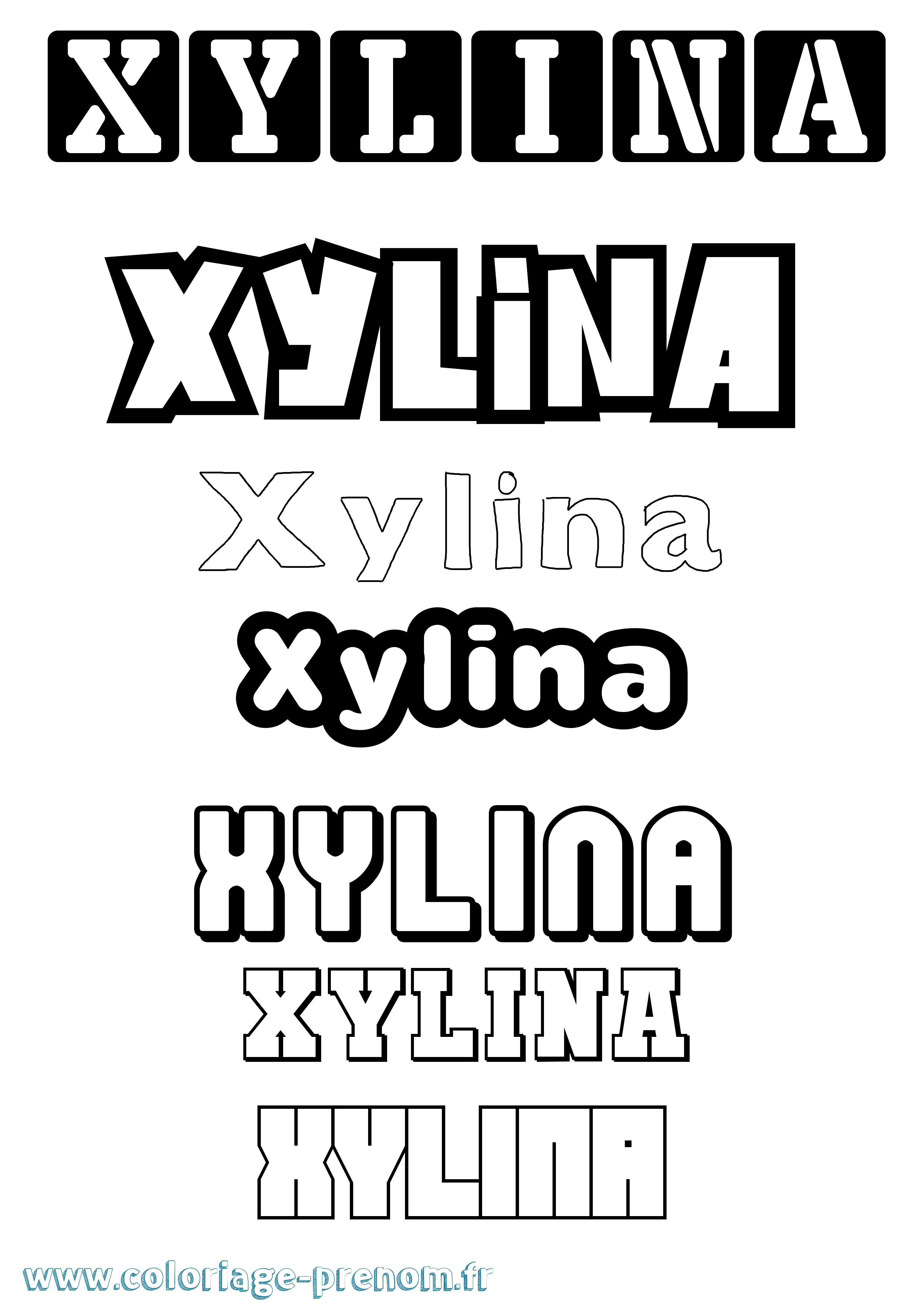 Coloriage prénom Xylina Simple