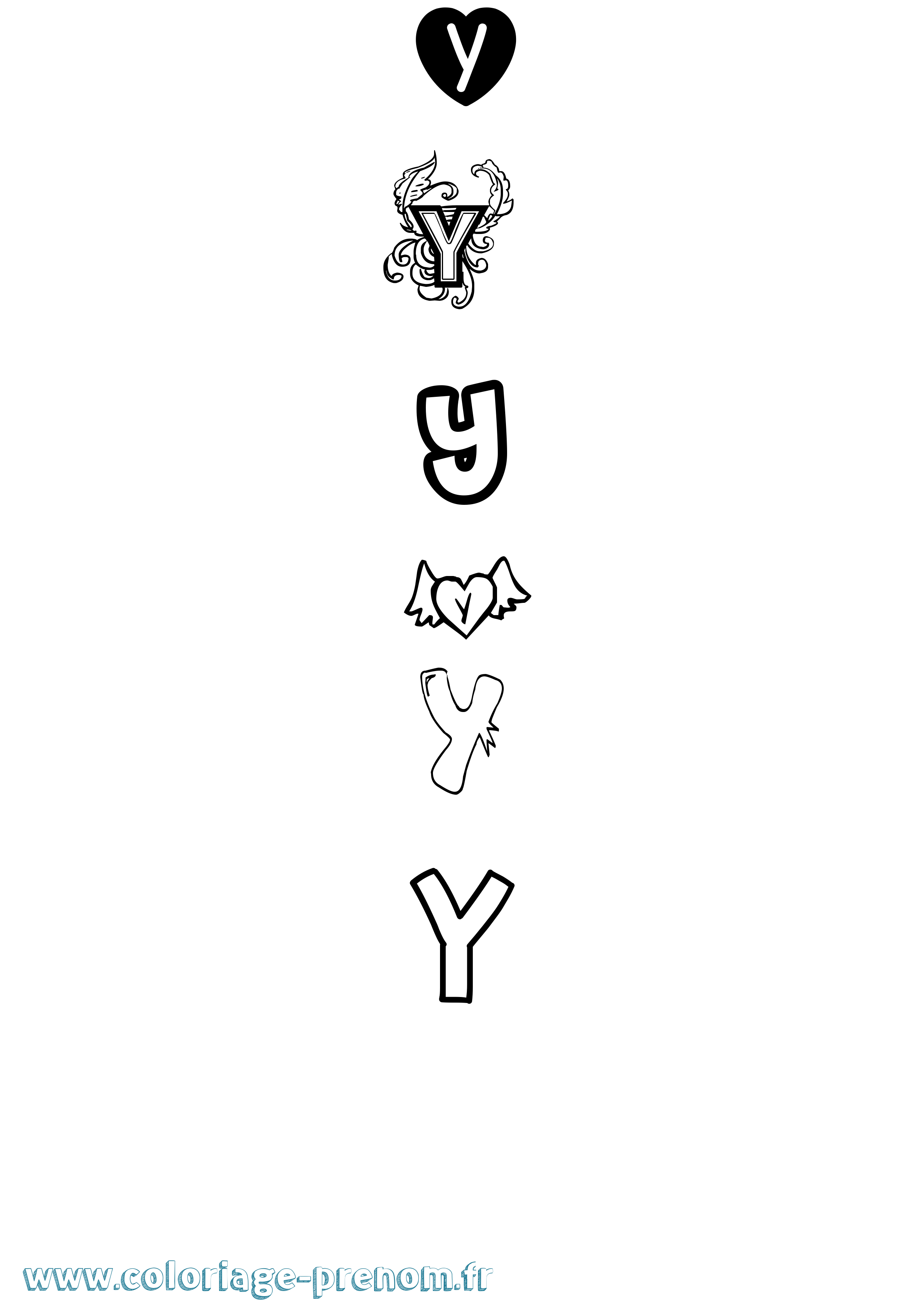 Coloriage Y Girly Coloriage prénom Y Girly