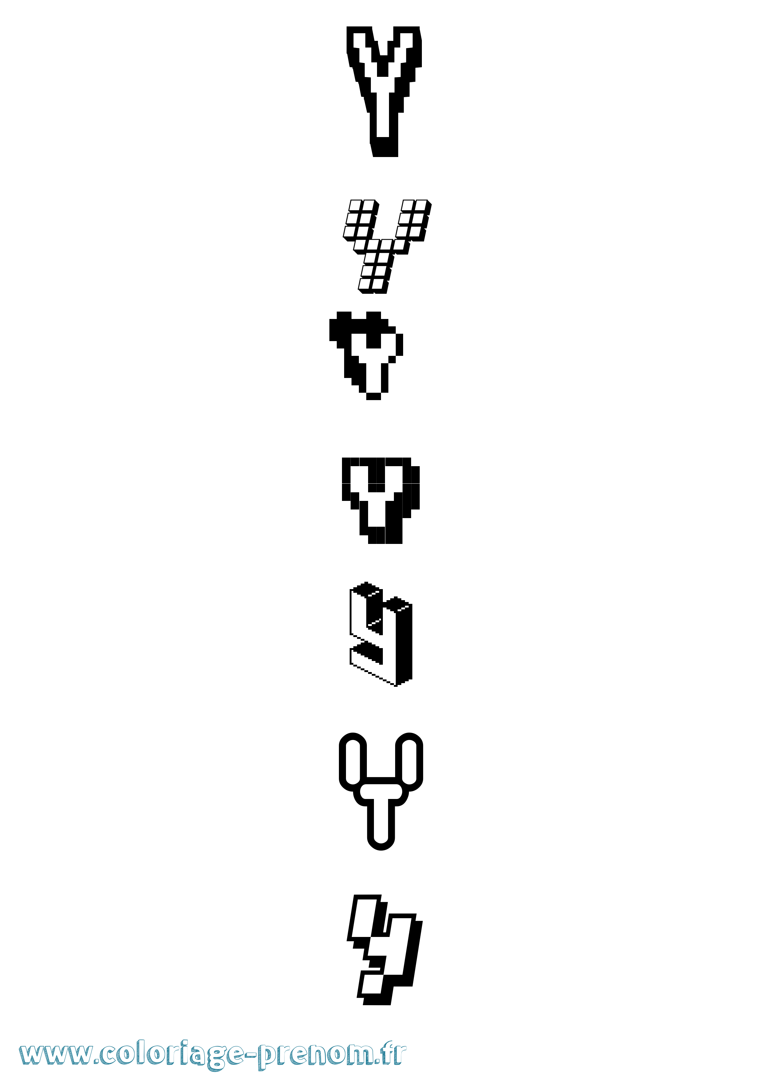 Coloriage Y Pixel Coloriage prénom Y Pixel