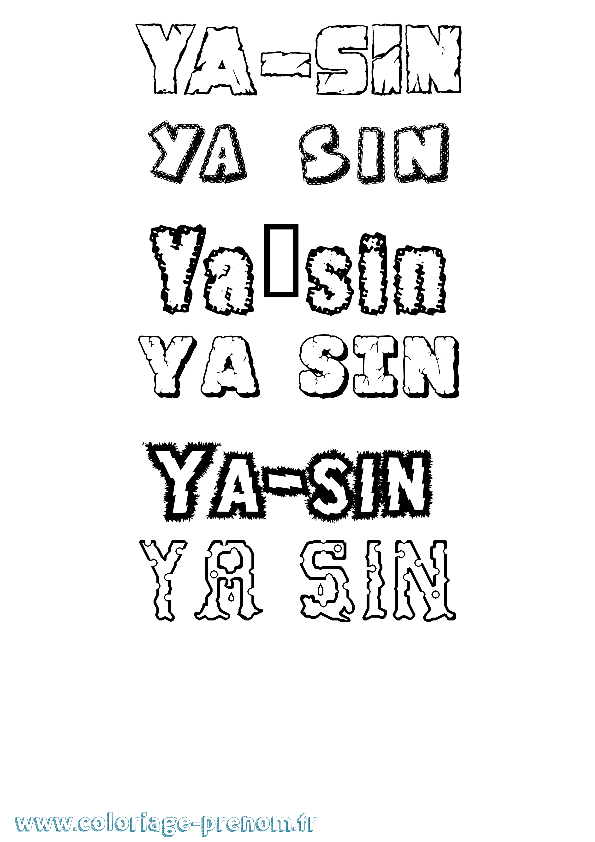 Coloriage prénom Ya-Sin Destructuré