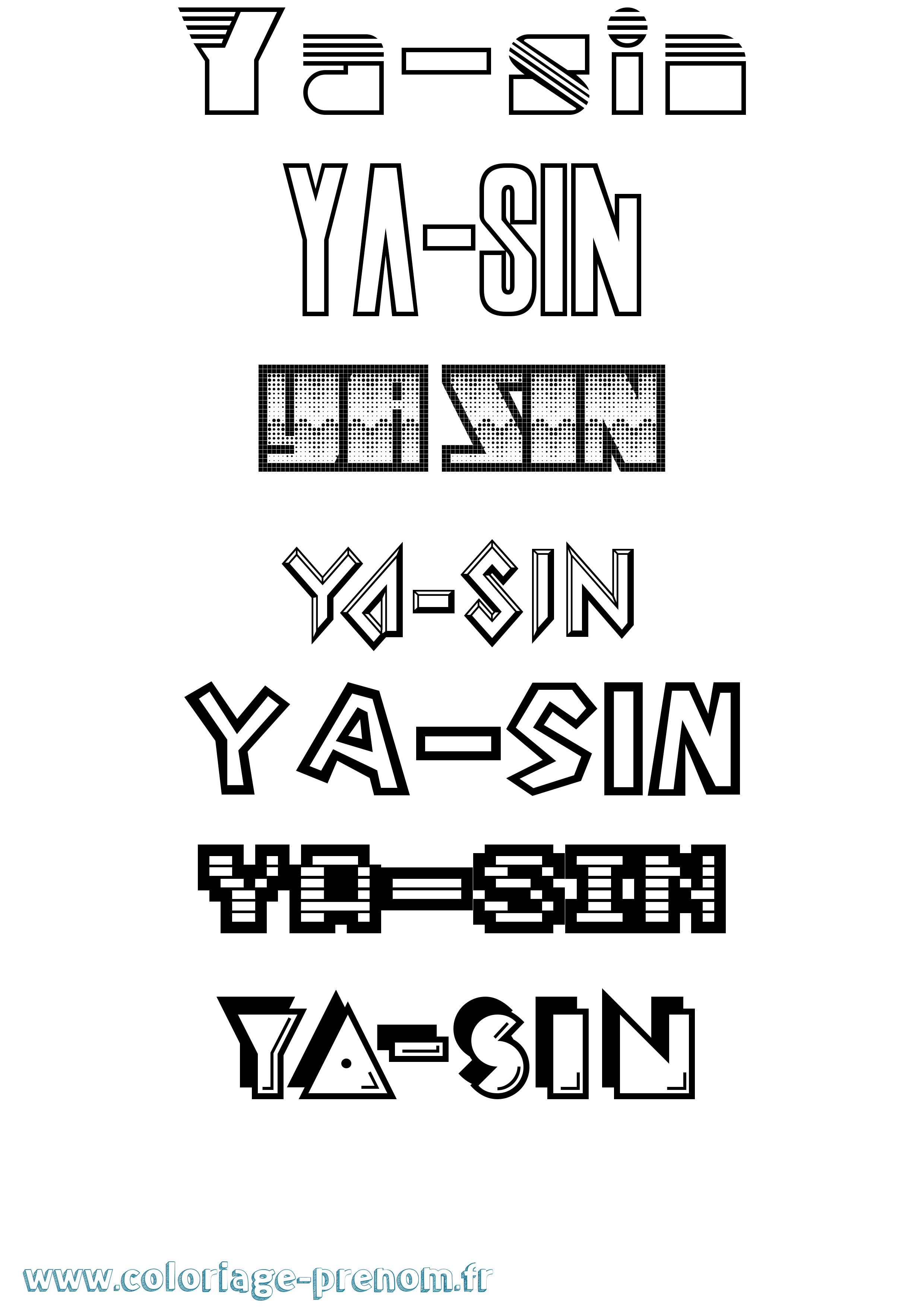 Coloriage prénom Ya-Sin Jeux Vidéos