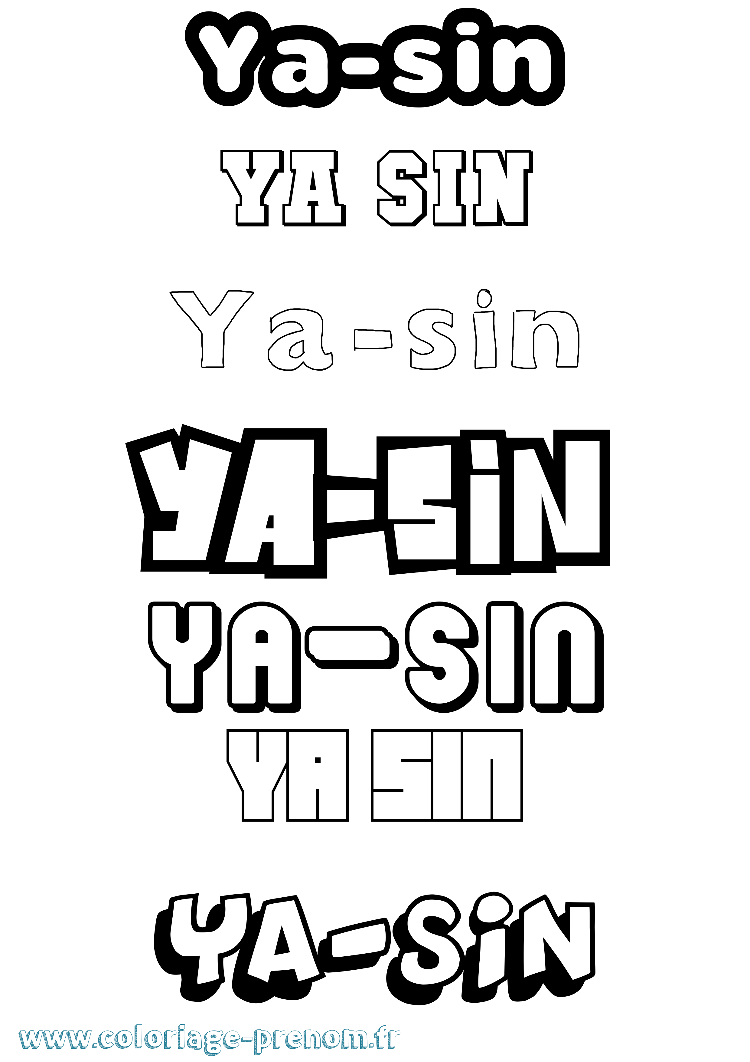 Coloriage prénom Ya-Sin Simple
